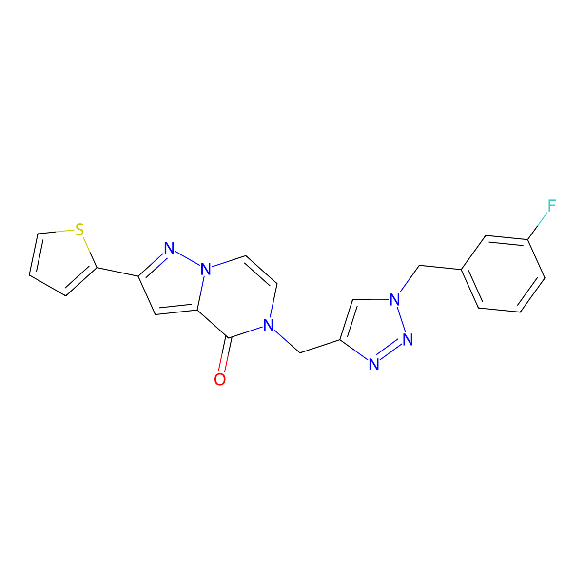 5-[[1-[(3-Fluorophenyl)methyl]triazol-4-yl]methyl]-2-thiophen-2-ylpyrazolo[1,5-a]pyrazin-4-one molecular structure, CAS 3030829-96-7