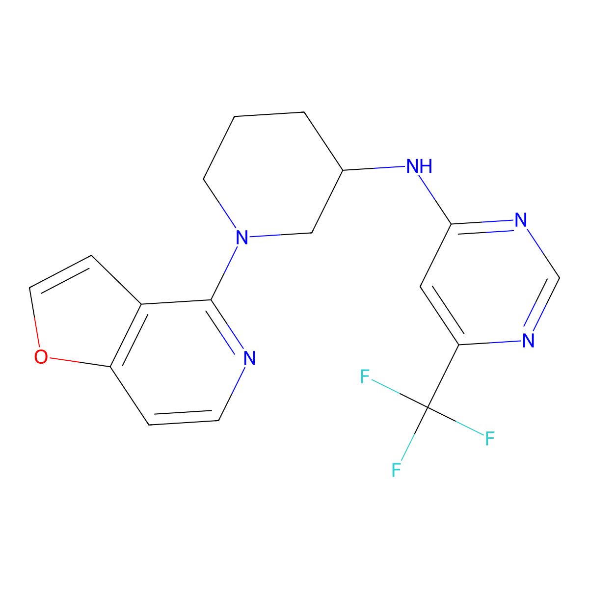 N-(1-{furo[3,2-c]pyridin-4-yl}piperidin-3-yl)-6-(trifluoromethyl)pyrimidin-4-amine molecular structure, CAS 3030830-04-4