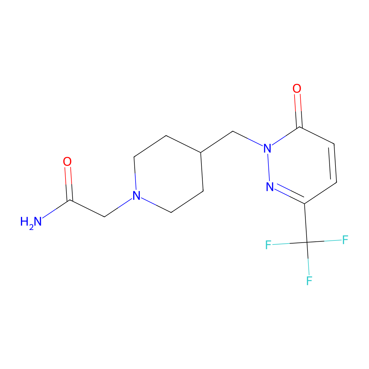 2-(4-{[6-Oxo-3-(trifluoromethyl)-1,6-dihydropyridazin-1-yl]methyl}piperidin-1-yl)acetamide molecular structure, CAS 3030830-08-8