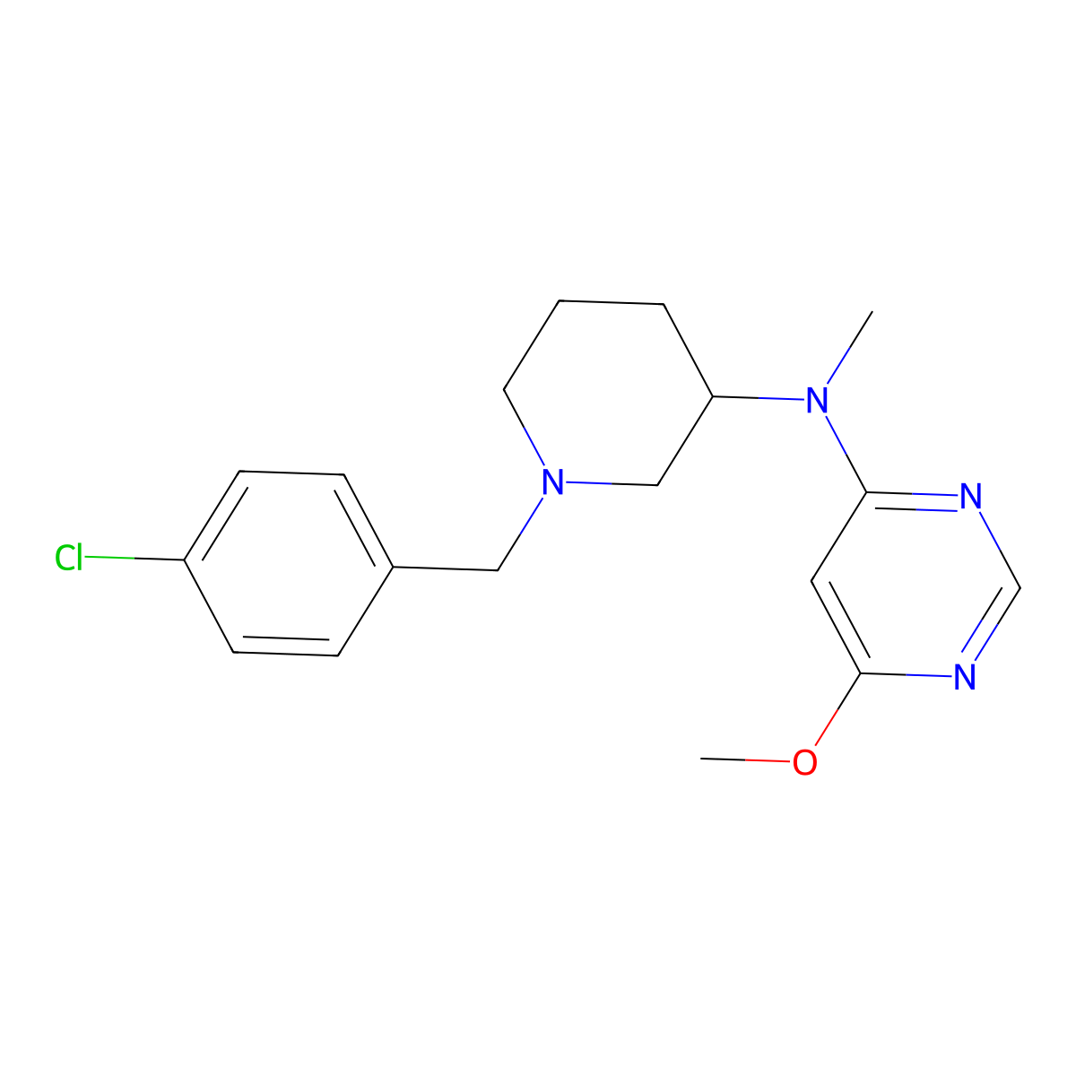 N-{1-[(4-chlorophenyl)methyl]piperidin-3-yl}-6-methoxy-N-methylpyrimidin-4-amine molecular structure, CAS 3030830-10-2