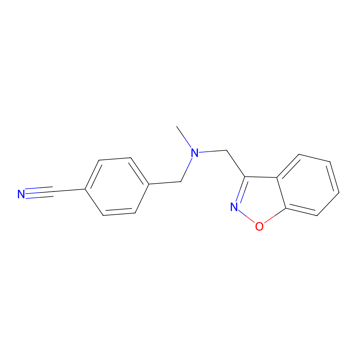 4-({[(1,2-Benzoxazol-3-yl)methyl](methyl)amino}methyl)benzonitrile molecular structure, CAS 3030830-11-3