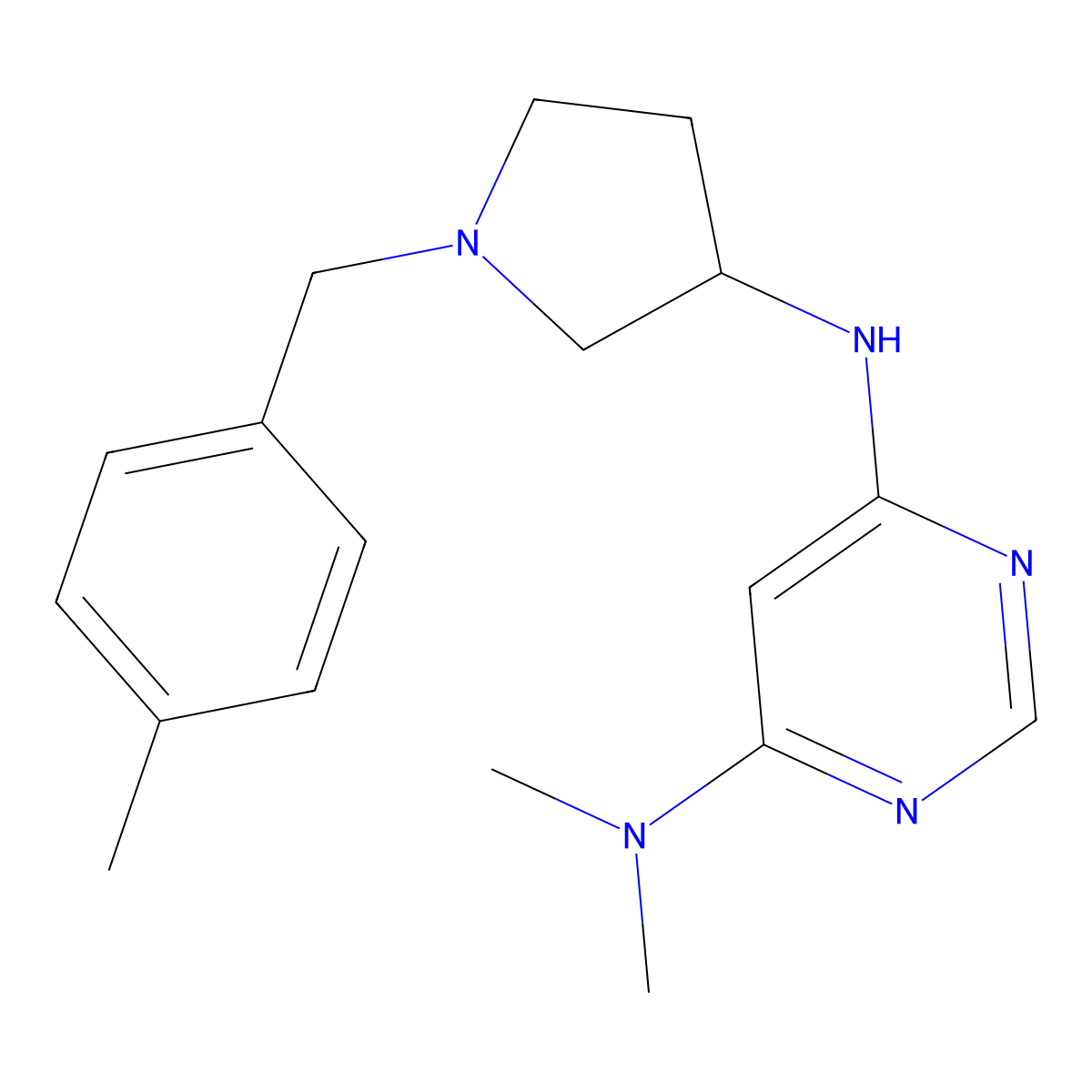 N4,N4-dimethyl-N6-{1-[(4-methylphenyl)methyl]pyrrolidin-3-yl}pyrimidine-4,6-diamine molecular structure, CAS 3030830-13-5