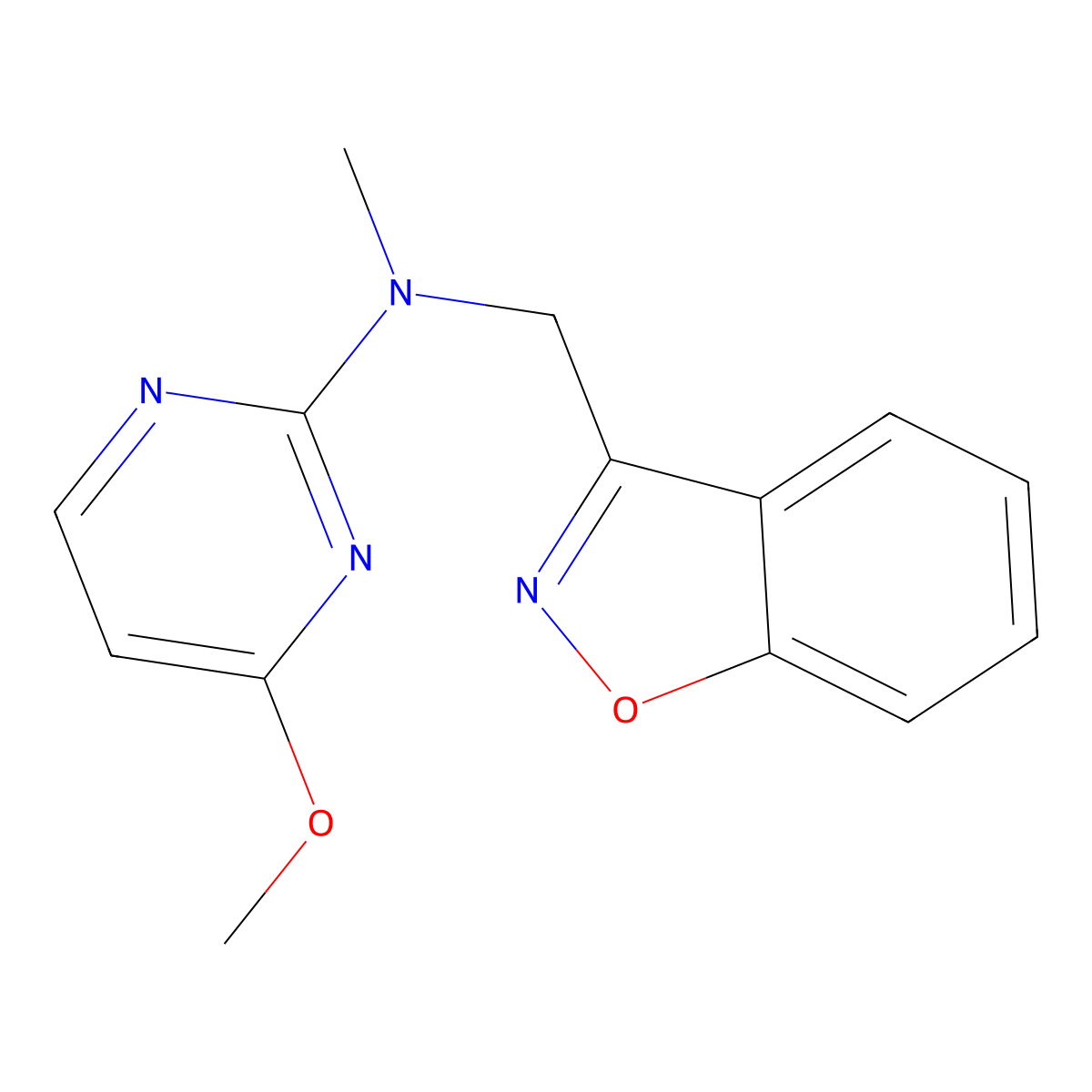 N-[(1,2-benzoxazol-3-yl)methyl]-4-methoxy-N-methylpyrimidin-2-amine molecular structure, CAS 3030830-15-7