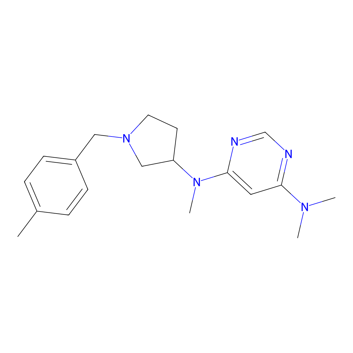 N4,N4,N6-trimethyl-N6-{1-[(4-methylphenyl)methyl]pyrrolidin-3-yl}pyrimidine-4,6-diamine molecular structure, CAS 3030830-16-8