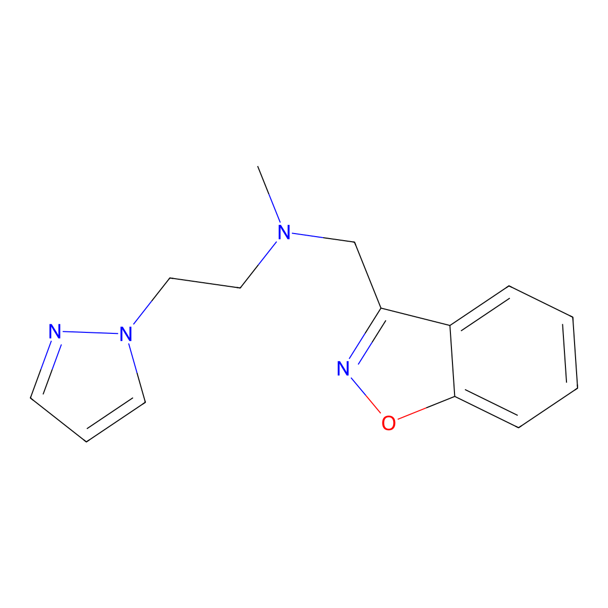 [(1,2-benzoxazol-3-yl)methyl](methyl)[2-(1H-pyrazol-1-yl)ethyl]amine molecular structure, CAS 3030830-40-8