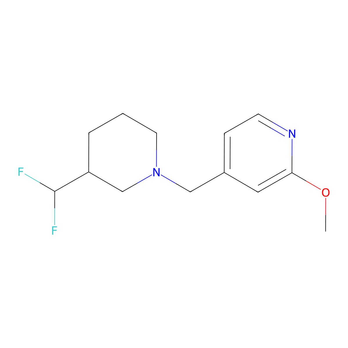4-{[3-(Difluoromethyl)piperidin-1-yl]methyl}-2-methoxypyridine molecular structure, CAS 3030830-47-5