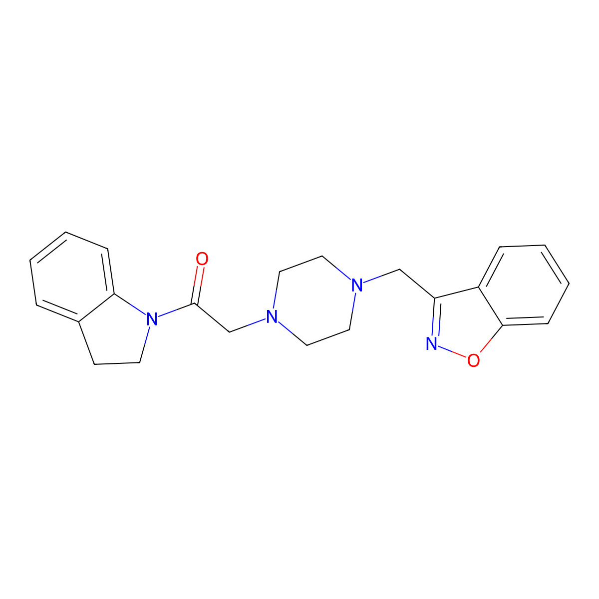 2-{4-[(1,2-benzoxazol-3-yl)methyl]piperazin-1-yl}-1-(2,3-dihydro-1H-indol-1-yl)ethan-1-one molecular structure, CAS 3030830-55-5