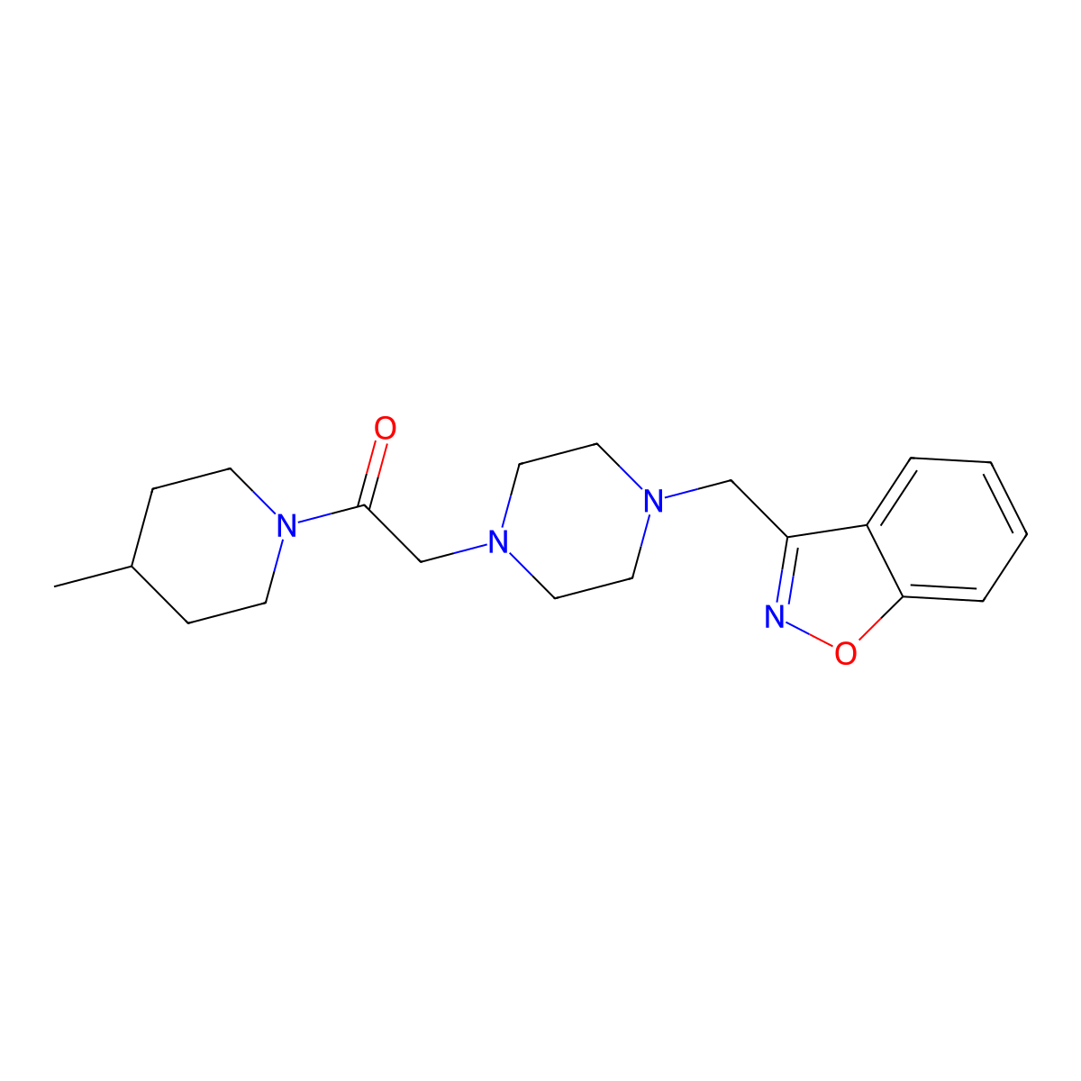 2-{4-[(1,2-Benzoxazol-3-yl)methyl]piperazin-1-yl}-1-(4-methylpiperidin-1-yl)ethan-1-one molecular structure, CAS 3030830-57-7