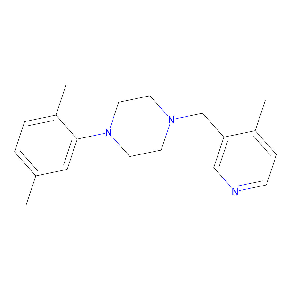 1-(2,5-Dimethylphenyl)-4-[(4-methylpyridin-3-yl)methyl]piperazine molecular structure, CAS 3030830-62-4