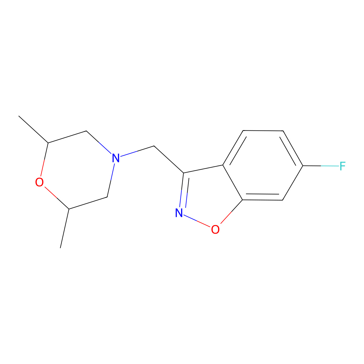 3-[(2,6-Dimethylmorpholin-4-yl)methyl]-6-fluoro-1,2-benzoxazole molecular structure, CAS 3030830-73-7