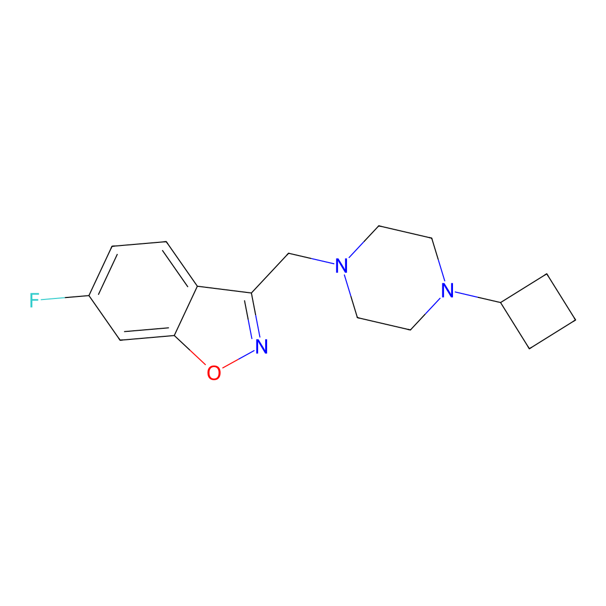 3-[(4-Cyclobutylpiperazin-1-yl)methyl]-6-fluoro-1,2-benzoxazole molecular structure, CAS 3030830-75-9