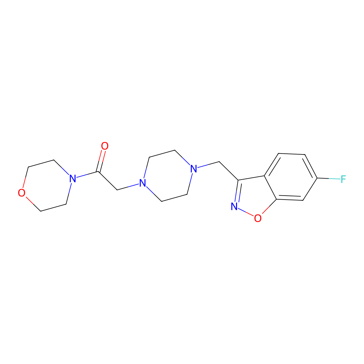 2-{4-[(6-Fluoro-1,2-benzoxazol-3-yl)methyl]piperazin-1-yl}-1-(morpholin-4-yl)ethan-1-one molecular structure, CAS 3030830-79-3