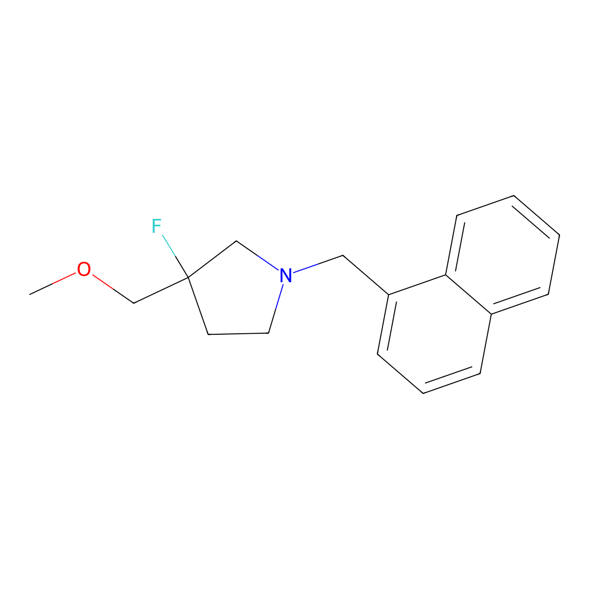3-Fluoro-3-(methoxymethyl)-1-[(naphthalen-1-yl)methyl]pyrrolidine molecular structure, CAS 3030830-87-3