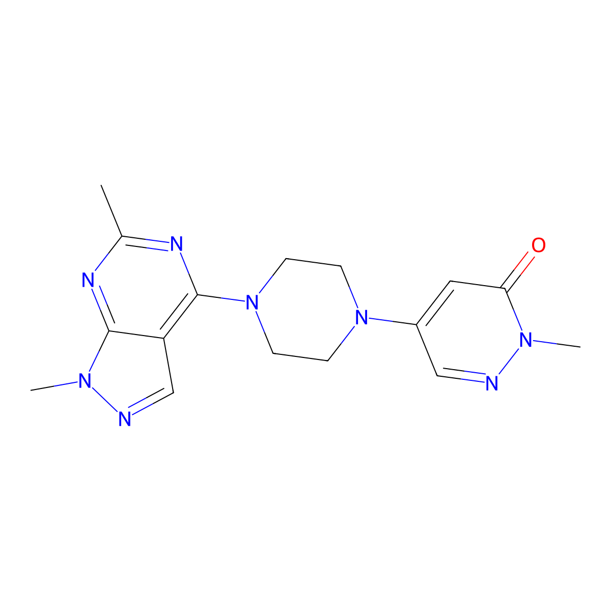 5-(4-{1,6-dimethyl-1H-pyrazolo[3,4-d]pyrimidin-4-yl}piperazin-1-yl)-2-methyl-2,3-dihydropyridazin-3-one molecular structure, CAS 3030830-95-3