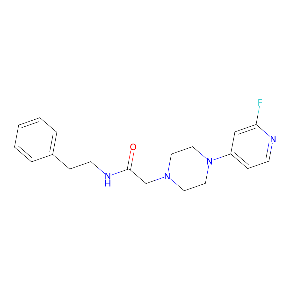 2-[4-(2-fluoropyridin-4-yl)piperazin-1-yl]-N-(2-phenylethyl)acetamide molecular structure, CAS 3030830-97-5
