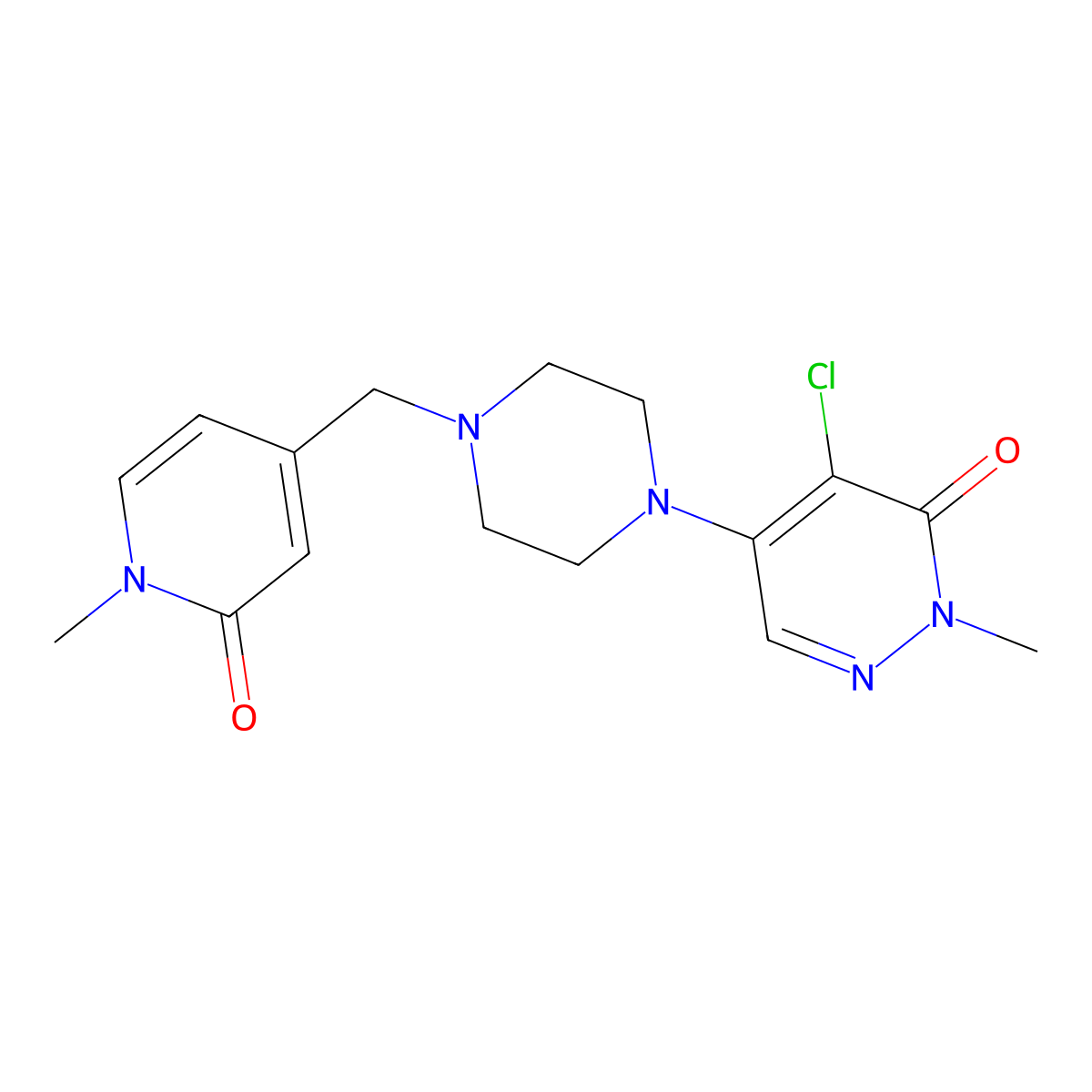 4-Chloro-2-methyl-5-{4-[(1-methyl-2-oxo-1,2-dihydropyridin-4-yl)methyl]piperazin-1-yl}-2,3-dihydropyridazin-3-one molecular structure, CAS 3030831-03-6