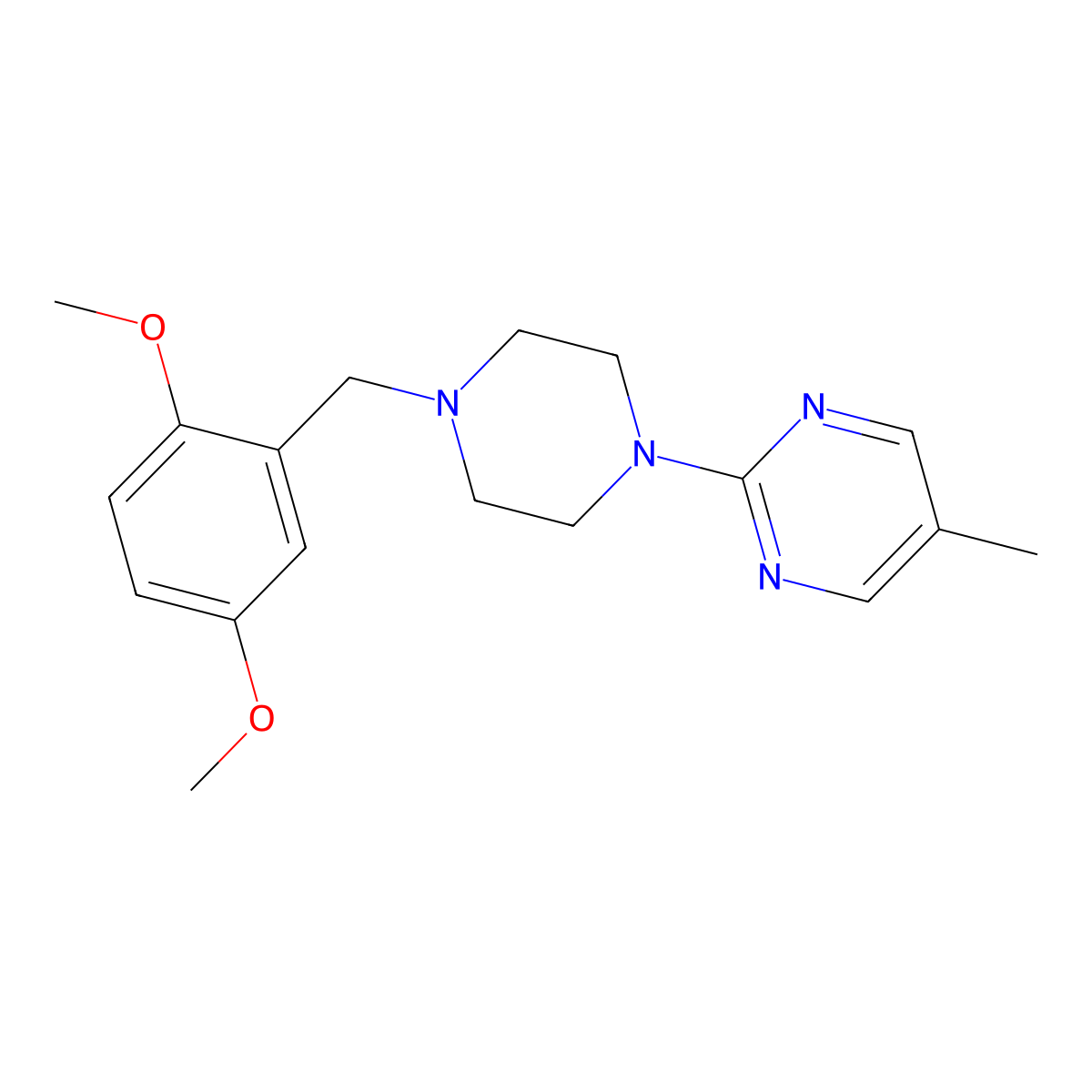 2-[4-[(2,5-Dimethoxyphenyl)methyl]piperazin-1-yl]-5-methylpyrimidine molecular structure, CAS 3030831-04-7