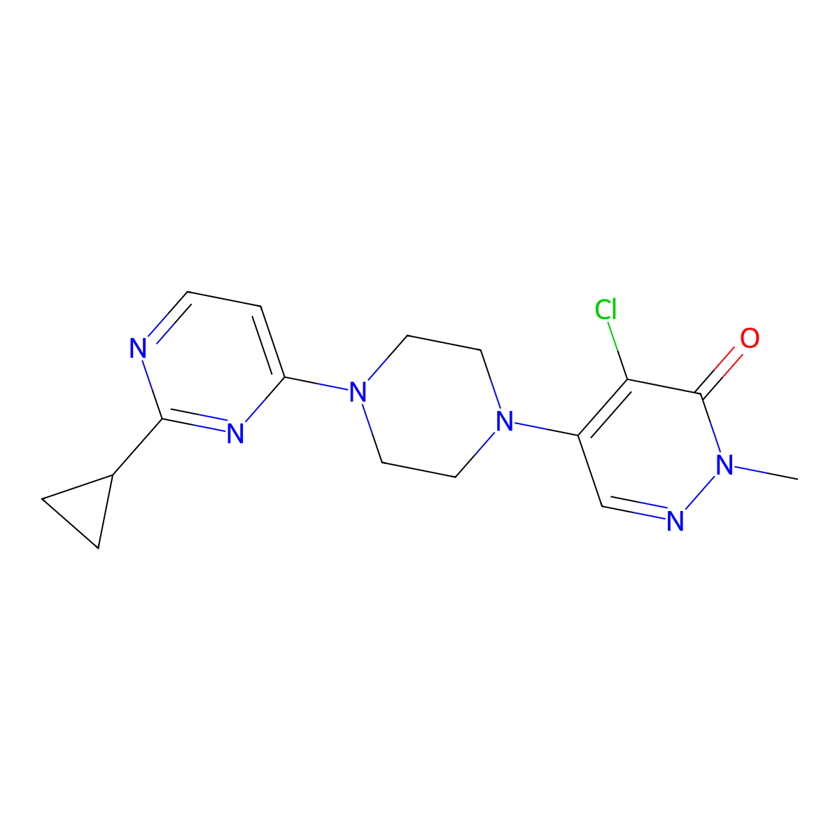 4-Chloro-5-[4-(2-cyclopropylpyrimidin-4-yl)piperazin-1-yl]-2-methylpyridazin-3-one molecular structure, CAS 3030831-05-8