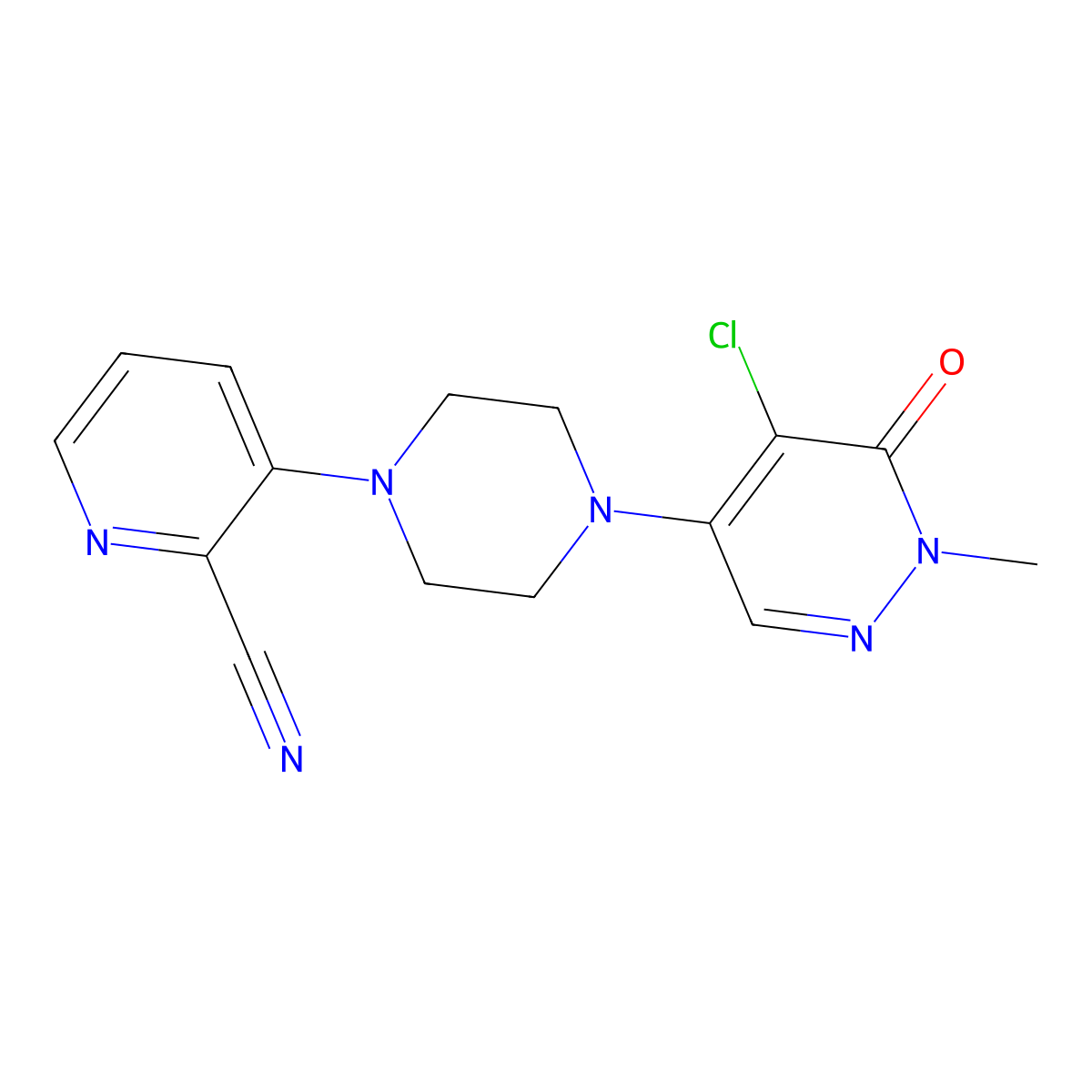 3-[4-(5-Chloro-1-methyl-6-oxopyridazin-4-yl)piperazin-1-yl]pyridine-2-carbonitrile molecular structure, CAS 3030831-15-0