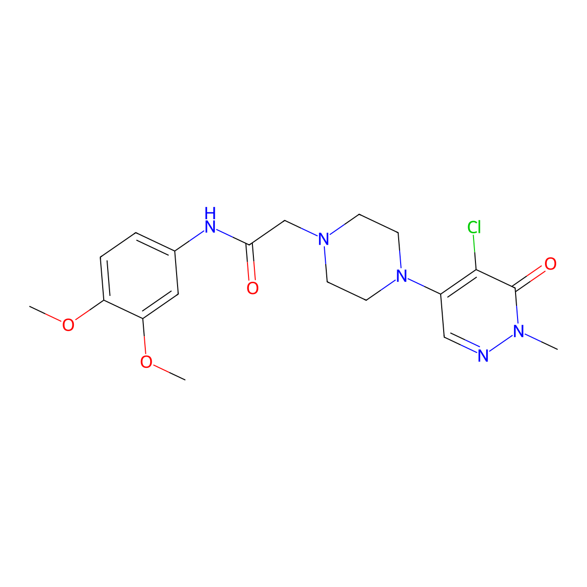 4-Chloro-2-methyl-5-(4-{[5-(trifluoromethyl)-1,3,4-oxadiazol-2-yl]methyl}piperazin-1-yl)-2,3-dihydropyridazin-3-one molecular structure, CAS 3030831-27-4