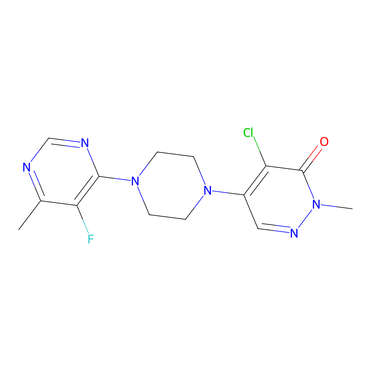 4-Chloro-5-[4-(5-fluoro-6-methylpyrimidin-4-yl)piperazin-1-yl]-2-methyl-2,3-dihydropyridazin-3-one molecular structure, CAS 3030831-39-8