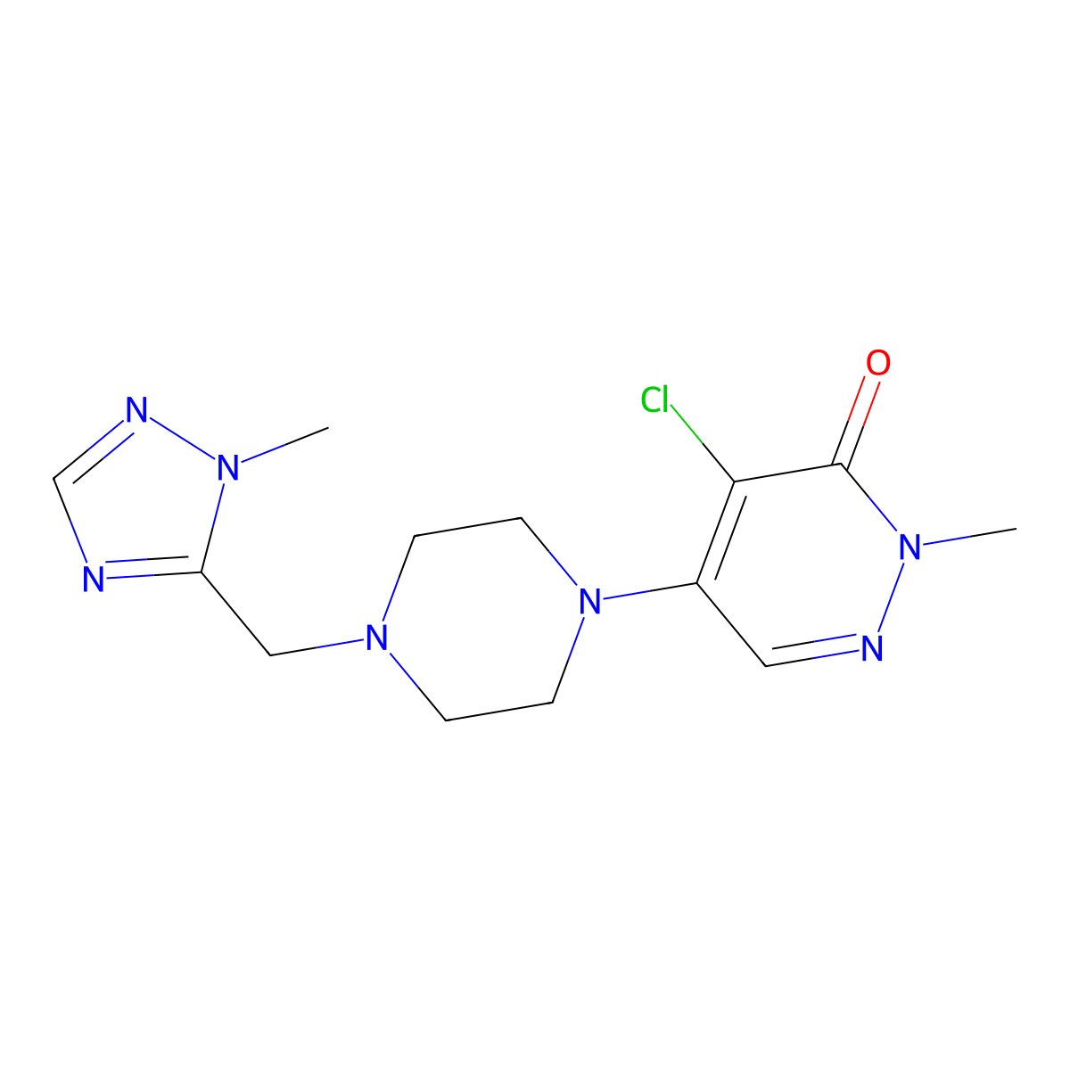 4-Chloro-2-methyl-5-[4-[(2-methyl-1,2,4-triazol-3-yl)methyl]piperazin-1-yl]pyridazin-3-one molecular structure, CAS 3030831-52-5