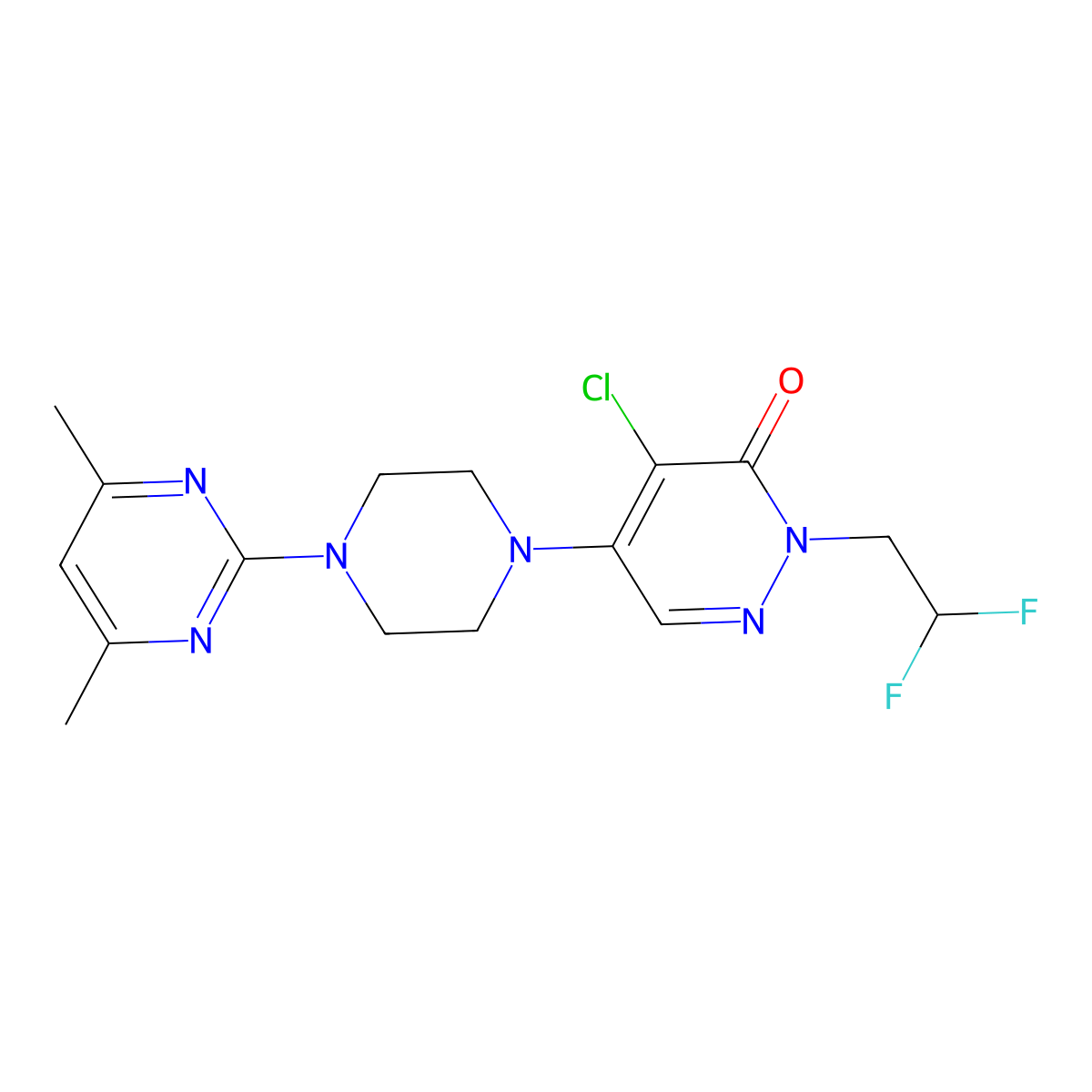 4-Chloro-2-(2,2-difluoroethyl)-5-[4-(4,6-dimethylpyrimidin-2-yl)piperazin-1-yl]-2,3-dihydropyridazin-3-one molecular structure, CAS 3030831-58-1