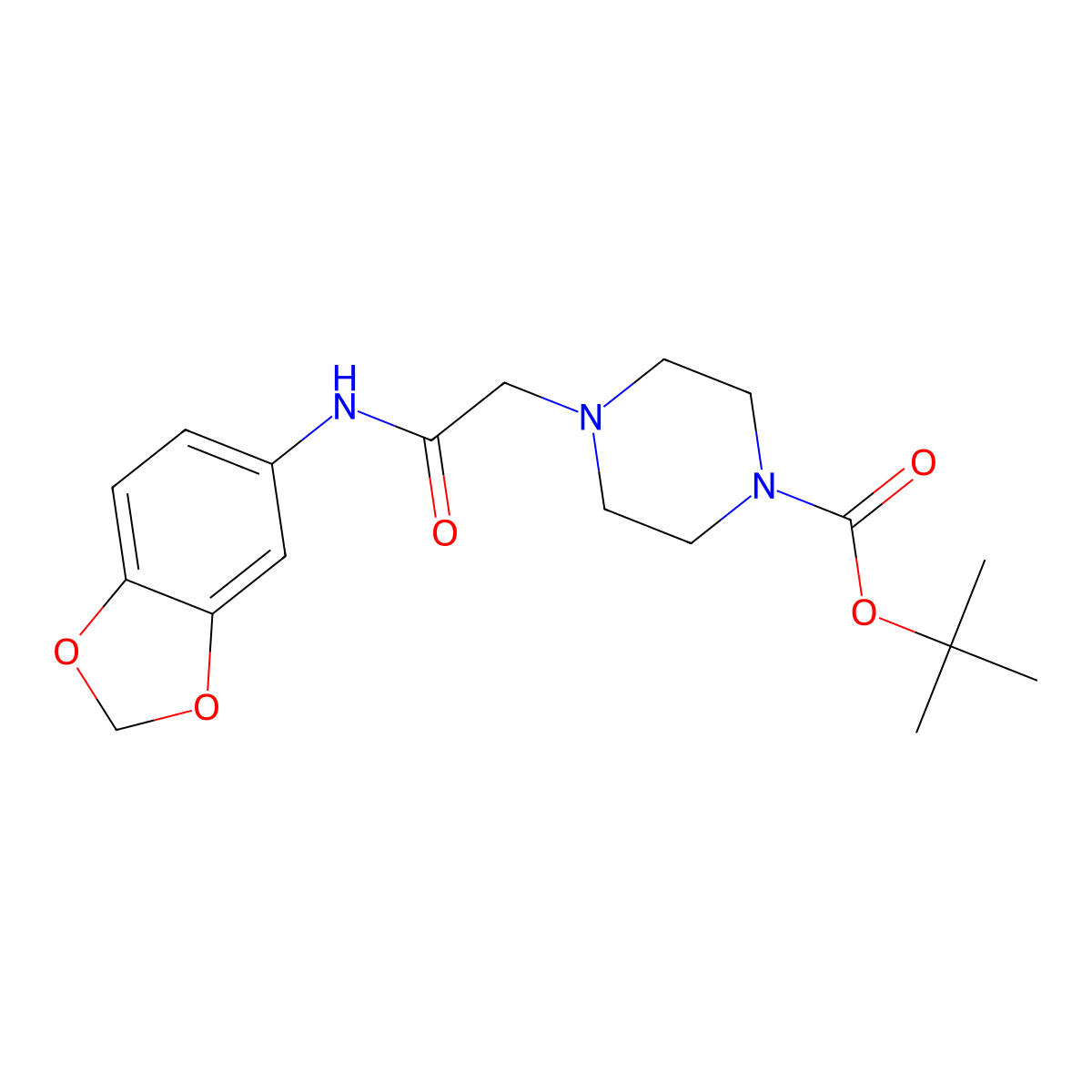 Tert-butyl 4-[2-(1,3-benzodioxol-5-ylamino)-2-oxoethyl]piperazine-1-carboxylate molecular structure, CAS 3030833-26-9
