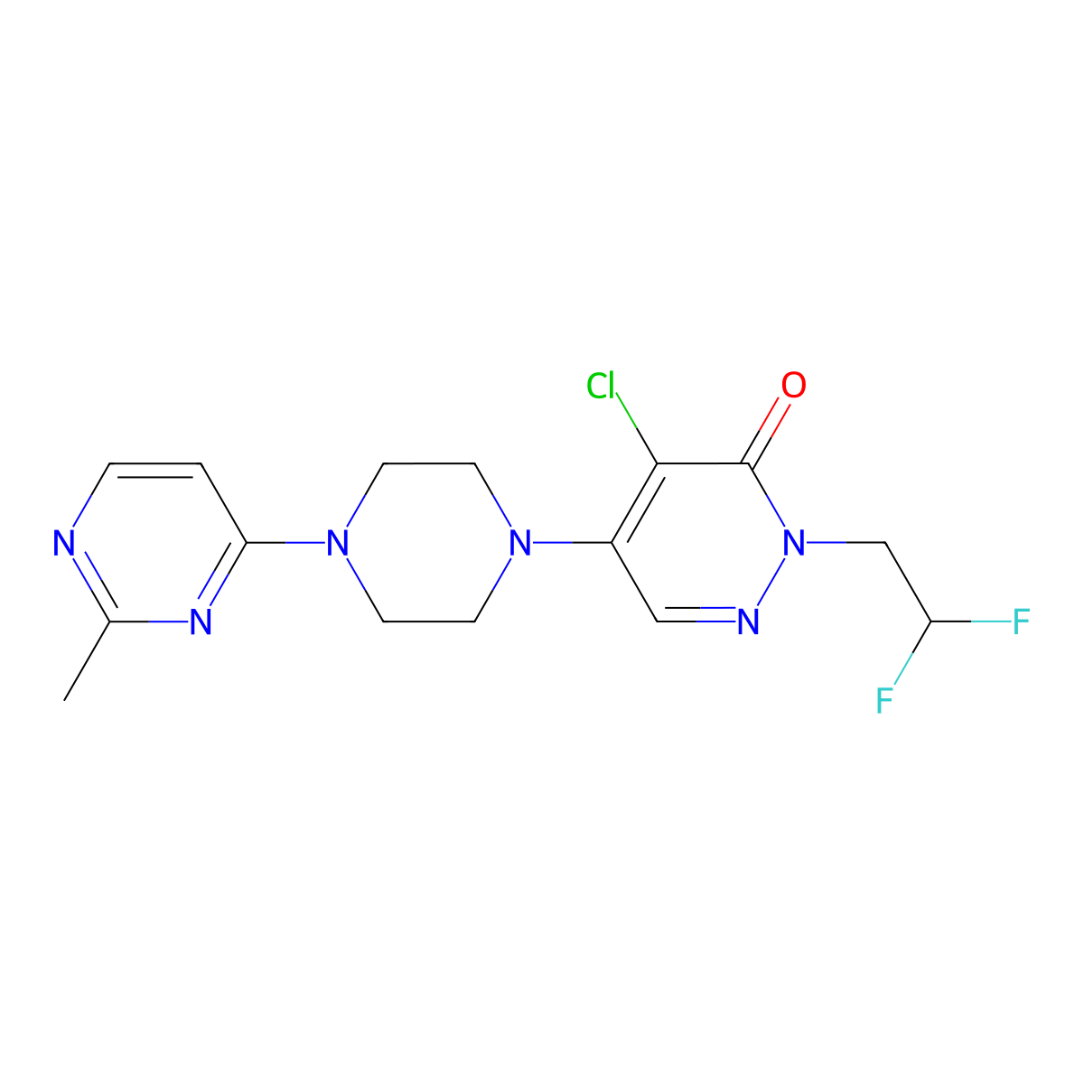 4-Chloro-2-(2,2-difluoroethyl)-5-[4-(2-methylpyrimidin-4-yl)piperazin-1-yl]-2,3-dihydropyridazin-3-one molecular structure, CAS 3030835-35-6