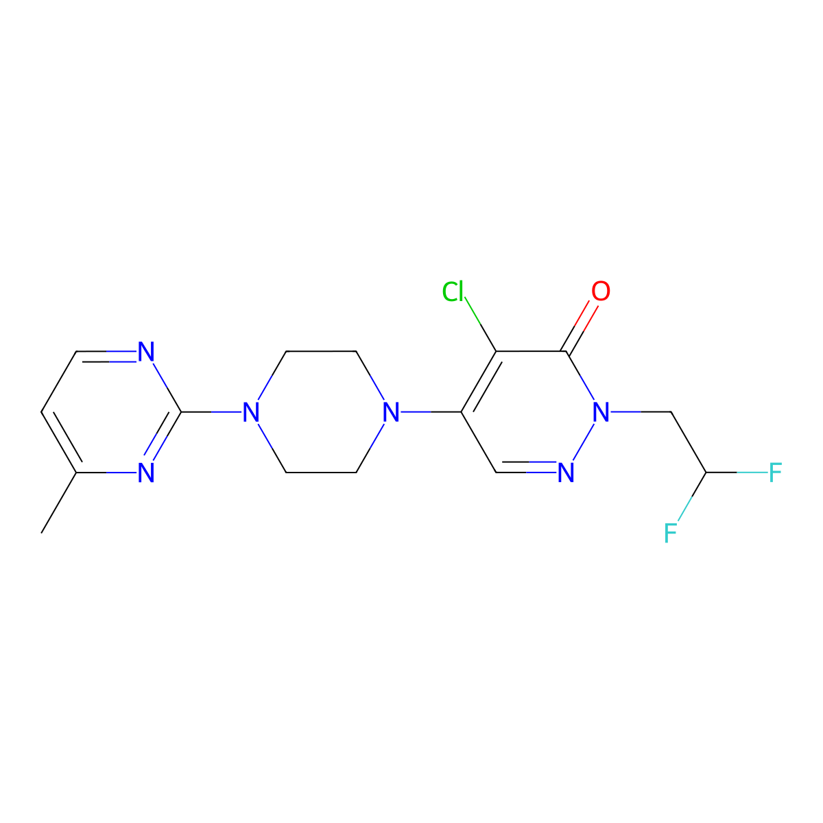 4-Chloro-2-(2,2-difluoroethyl)-5-[4-(4-methylpyrimidin-2-yl)piperazin-1-yl]-2,3-dihydropyridazin-3-one molecular structure, CAS 3030835-45-8