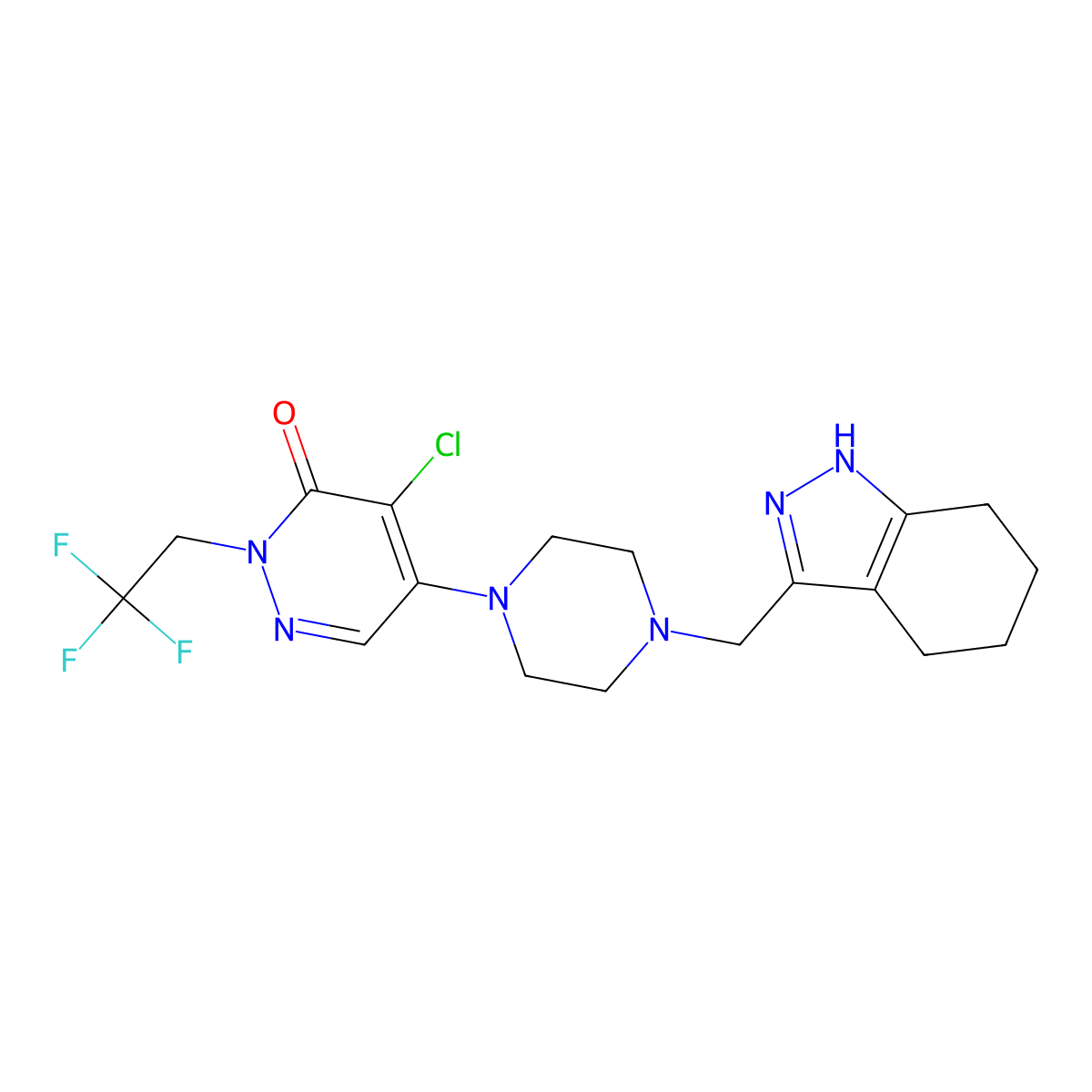 4-chloro-5-{4-[(4,5,6,7-tetrahydro-1H-indazol-3-yl)methyl]piperazin-1-yl}-2-(2,2,2-trifluoroethyl)-2,3-dihydropyridazin-3-one molecular structure, CAS 3030835-76-5