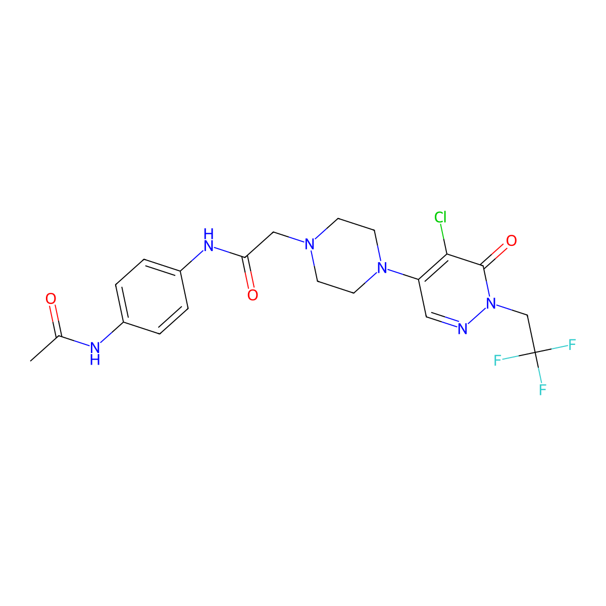 2-{4-[5-chloro-6-oxo-1-(2,2,2-trifluoroethyl)-1,6-dihydropyridazin-4-yl]piperazin-1-yl}-N-(4-acetamidophenyl)acetamide molecular structure, CAS 3030835-83-4