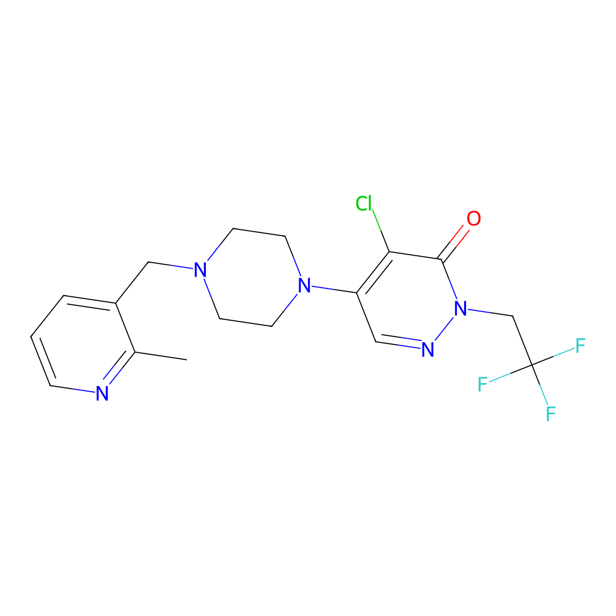 4-Chloro-5-{4-[(2-methylpyridin-3-yl)methyl]piperazin-1-yl}-2-(2,2,2-trifluoroethyl)-2,3-dihydropyridazin-3-one molecular structure, CAS 3030835-98-1