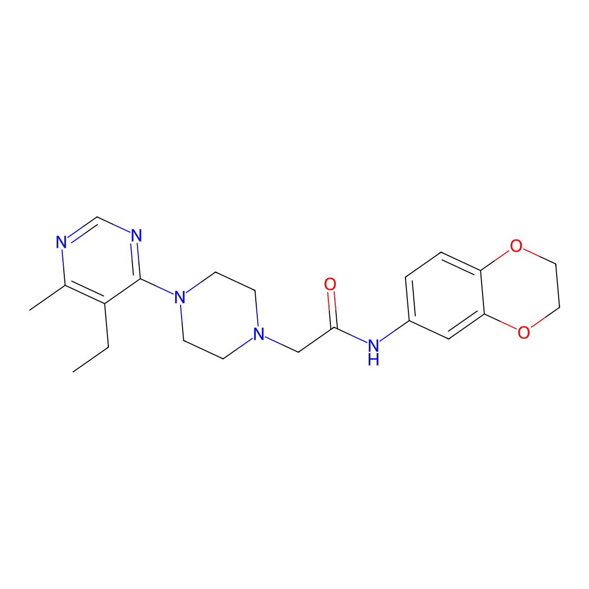 N-(2,3-dihydro-1,4-benzodioxin-6-yl)-2-[4-(5-ethyl-6-methylpyrimidin-4-yl)piperazin-1-yl]acetamide molecular structure, CAS 3030836-23-5