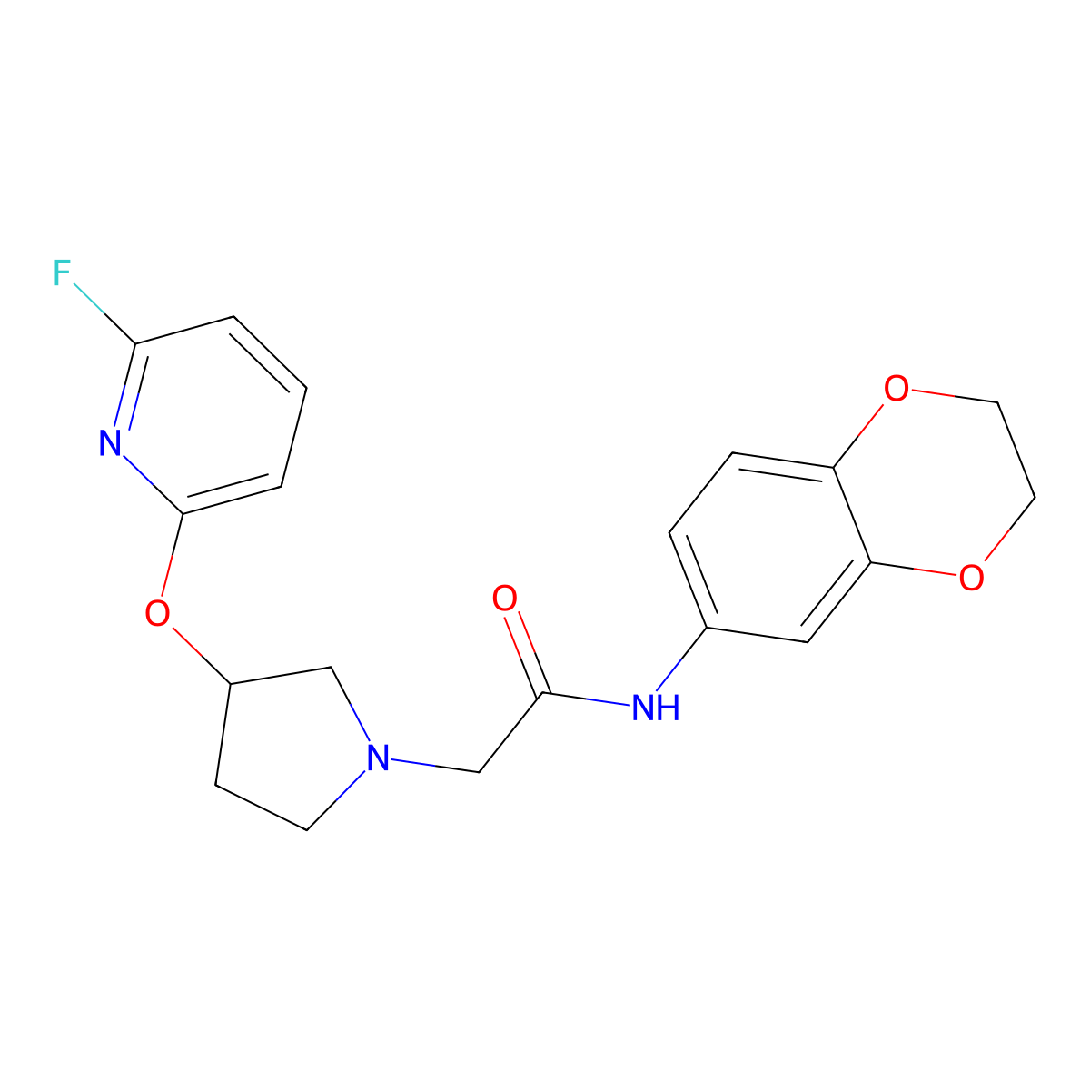 N-(2,3-dihydro-1,4-benzodioxin-6-yl)-2-{3-[(6-fluoropyridin-2-yl)oxy]pyrrolidin-1-yl}acetamide molecular structure, CAS 3030836-99-5