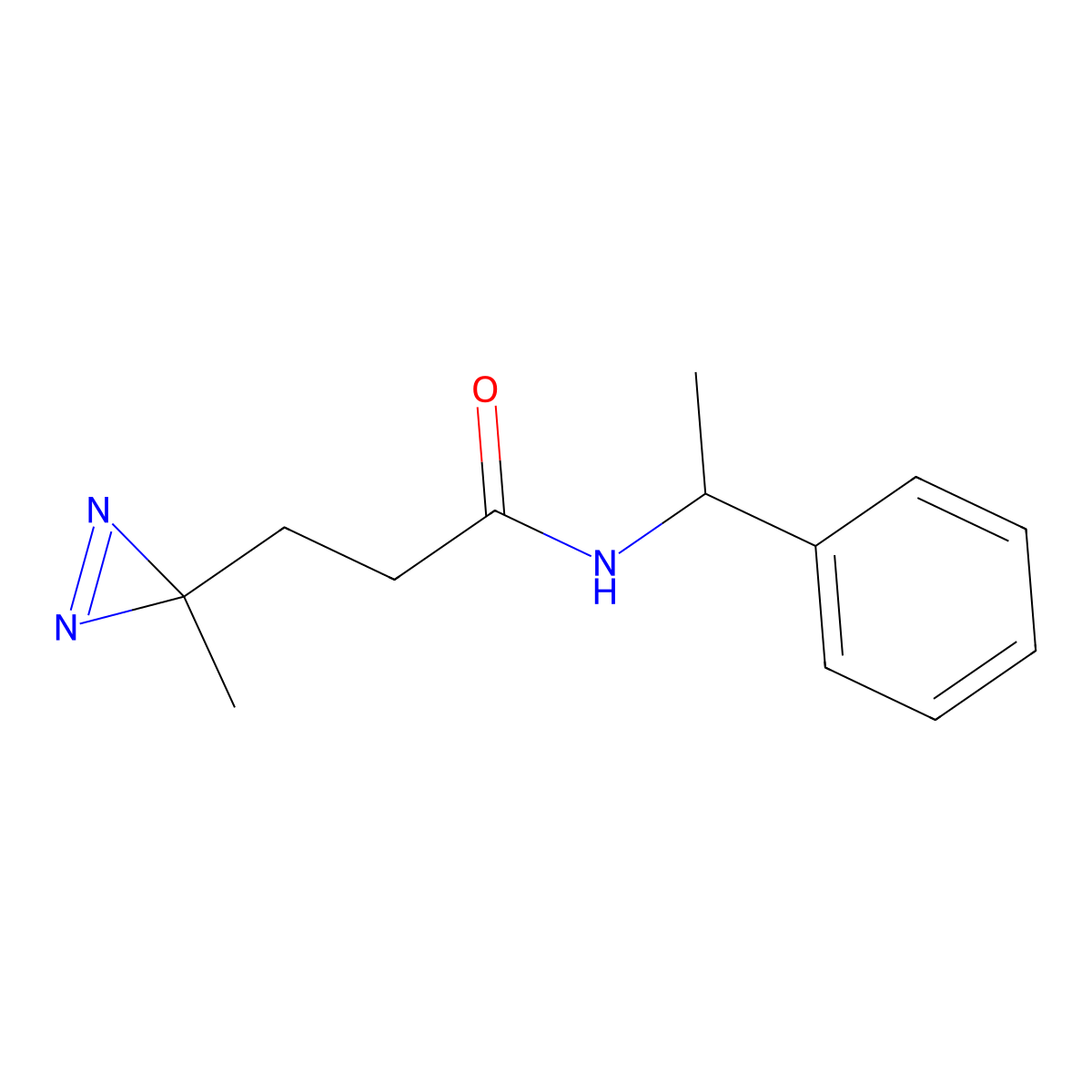 3-(3-methyl-3H-diazirin-3-yl)-N-(1-phenylethyl)propanamide molecular structure, CAS 3030837-10-3