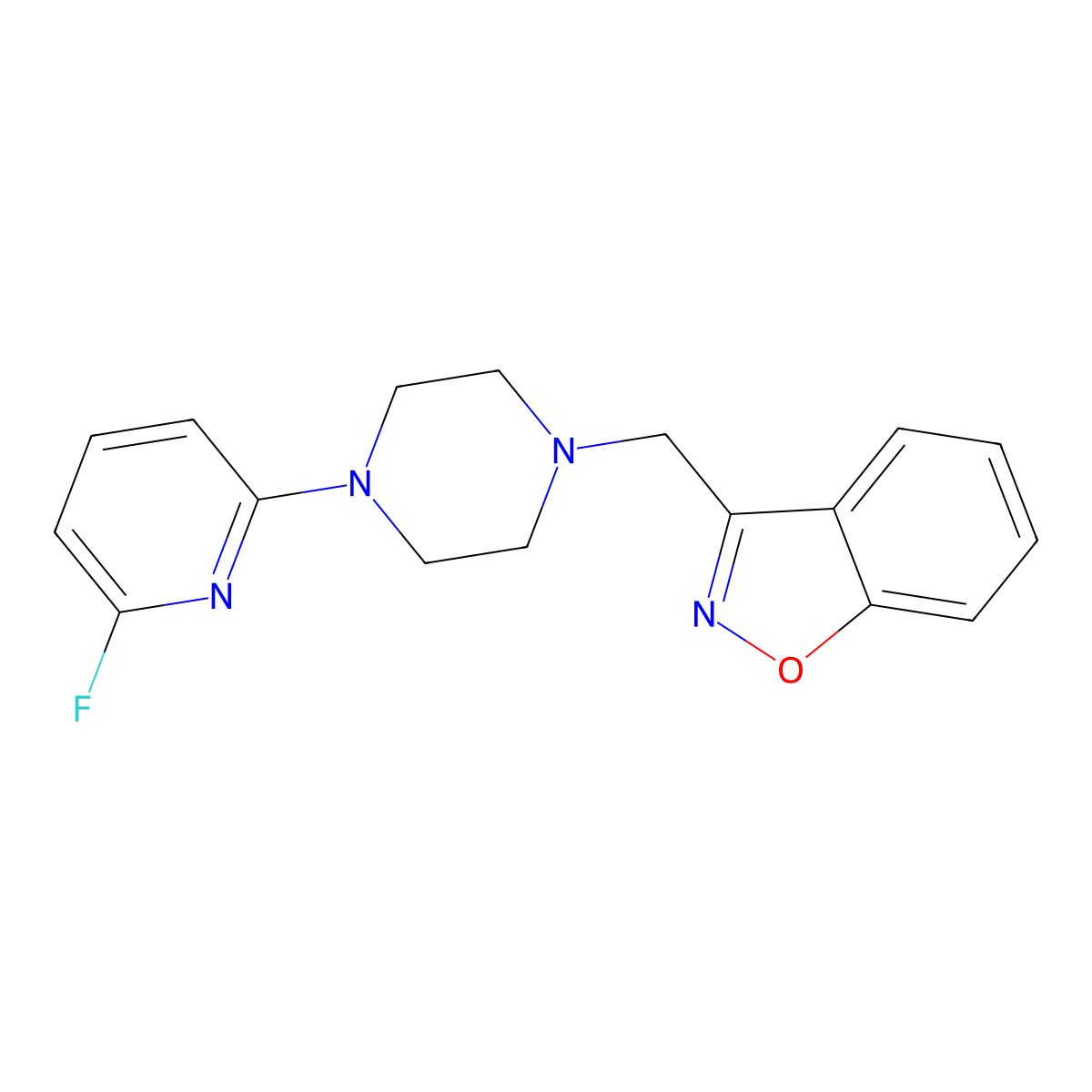 3-[[4-(6-Fluoropyridin-2-yl)piperazin-1-yl]methyl]-1,2-benzoxazole molecular structure, CAS 3030837-44-3