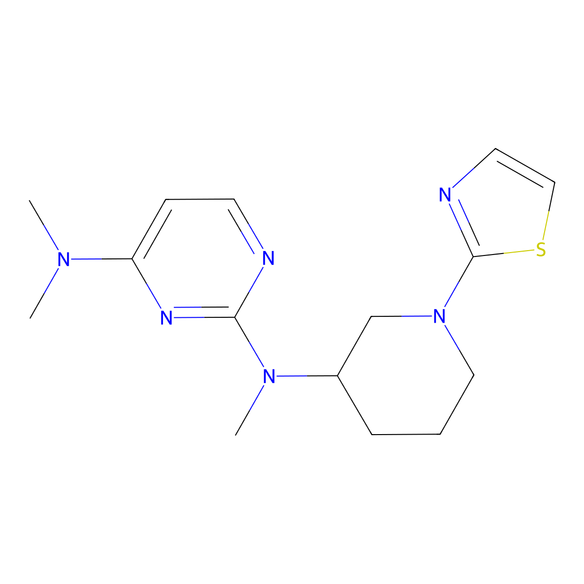 N2,N4,N4-trimethyl-N2-[1-(1,3-thiazol-2-yl)piperidin-3-yl]pyrimidine-2,4-diamine molecular structure, CAS 3030838-86-6