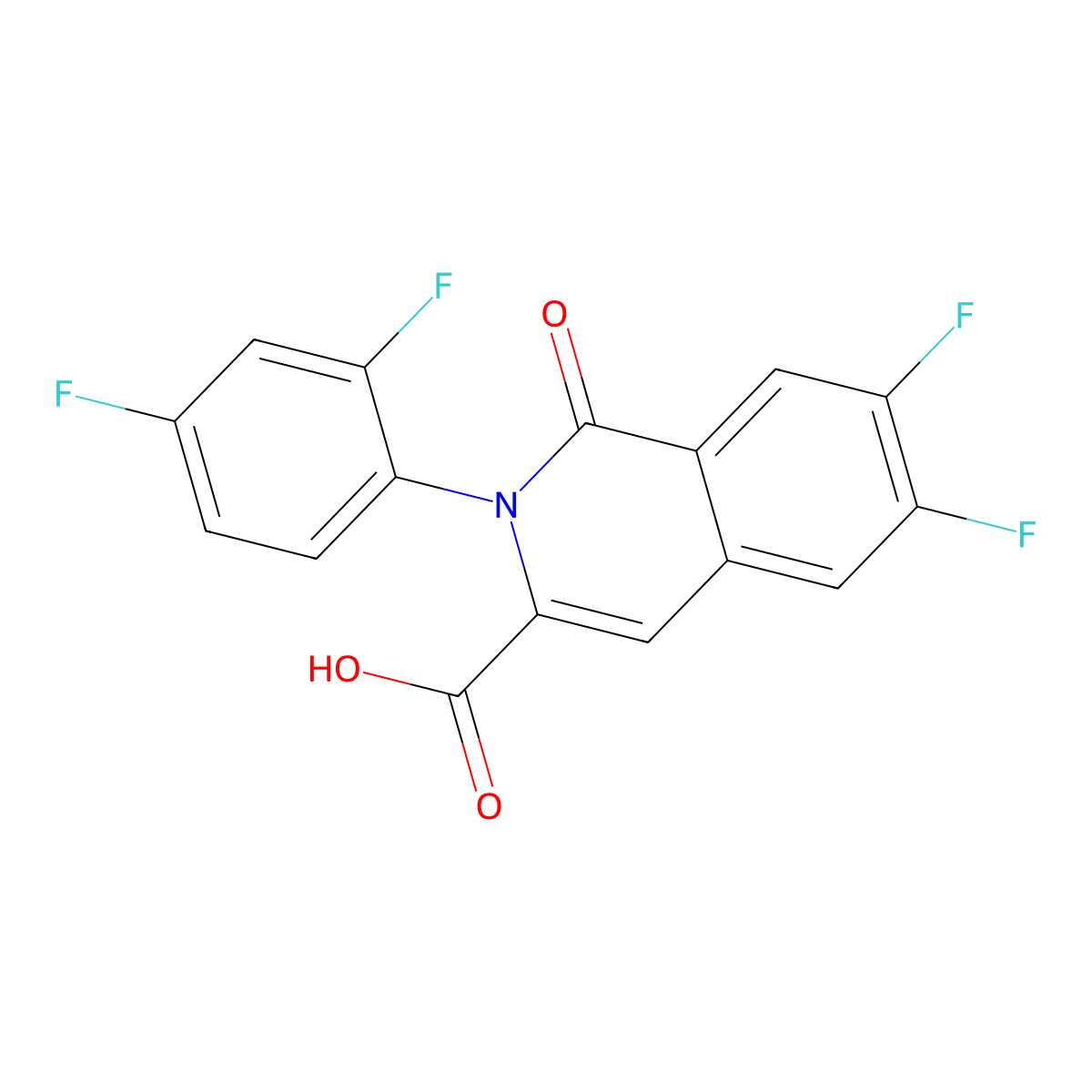 2-(2,4-Difluorophenyl)-6,7-difluoro-1-oxo-1,2-dihydroisoquinoline-3-carboxylic acid molecular structure, CAS 3030839-04-1