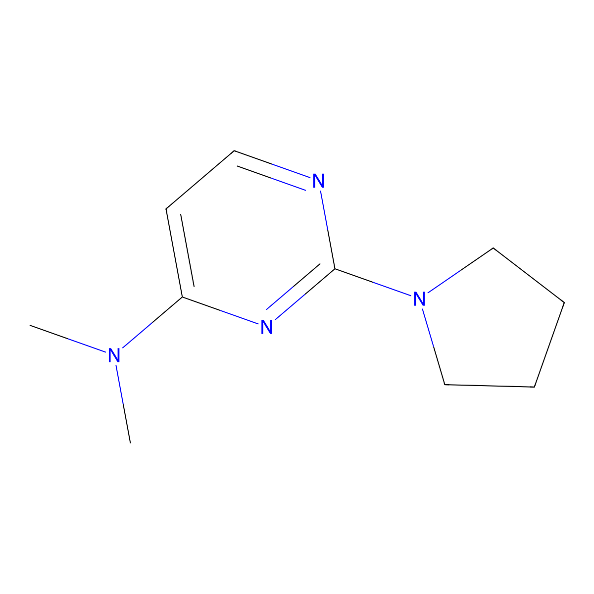 N,N-dimethyl-2-(pyrrolidin-1-yl)pyrimidin-4-amine molecular structure, CAS 3030839-22-3