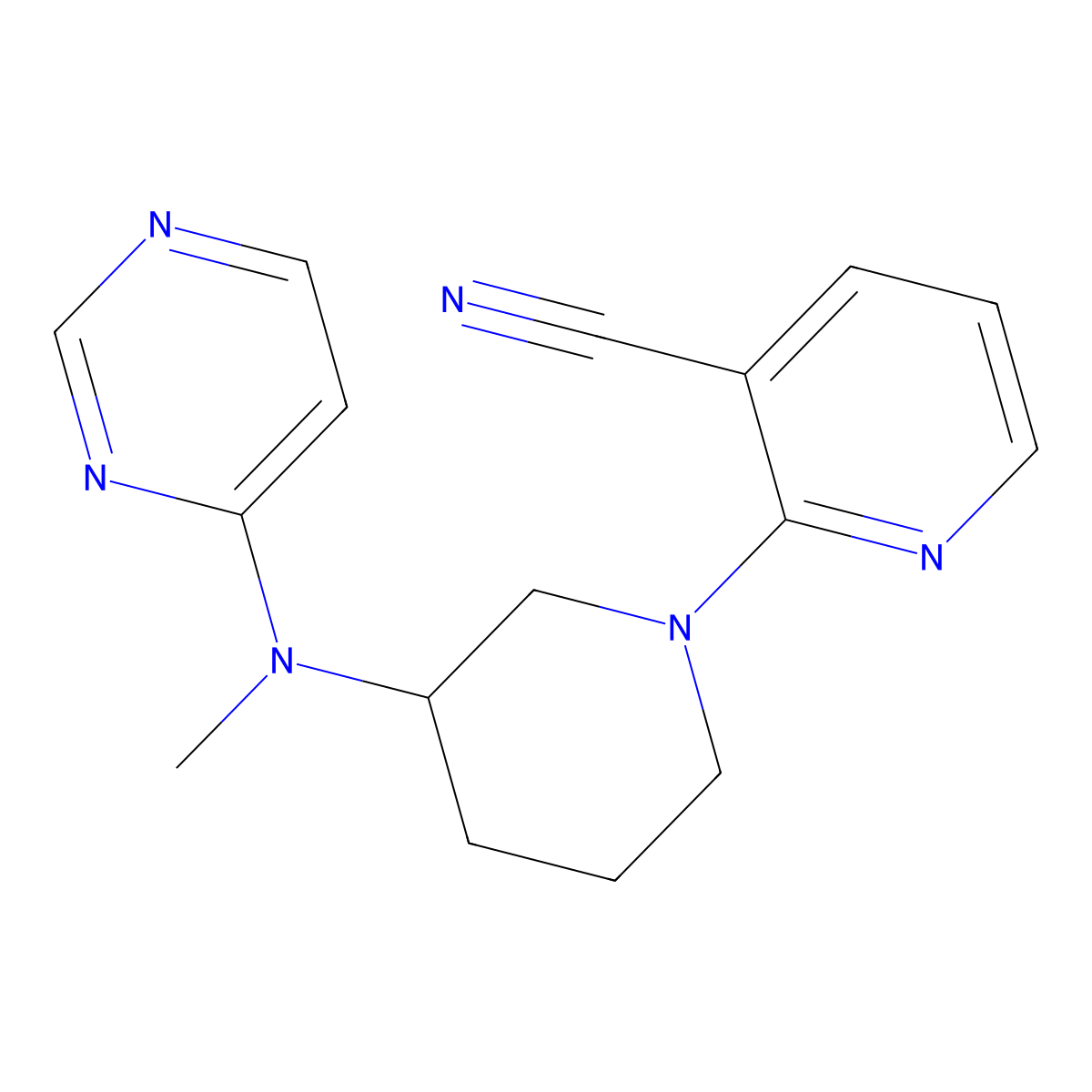 2-{3-[Methyl(pyrimidin-4-yl)amino]piperidin-1-yl}pyridine-3-carbonitrile molecular structure, CAS 3030839-26-7