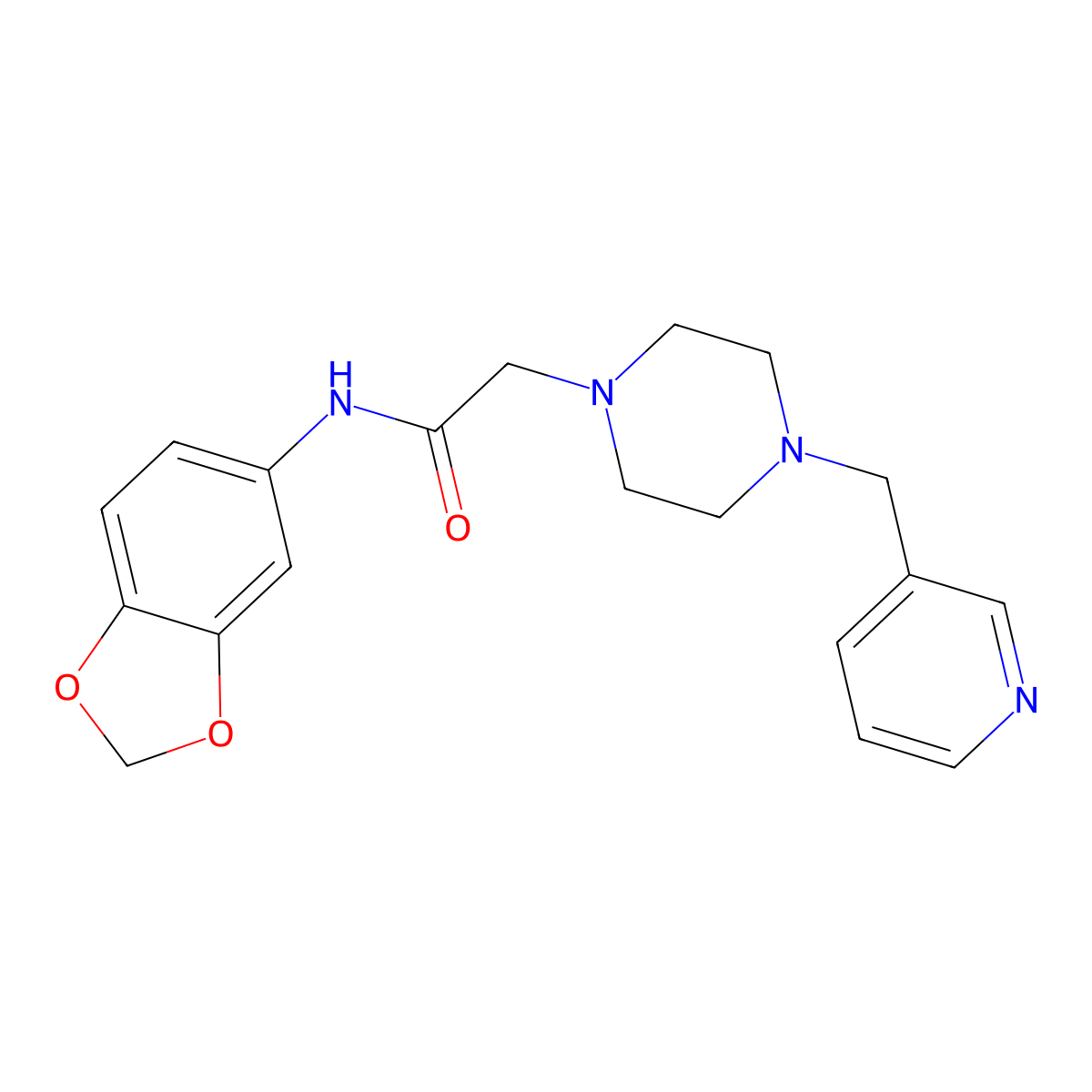 N-(1,3-benzodioxol-5-yl)-2-[4-(pyridin-3-ylmethyl)piperazin-1-yl]acetamide molecular structure, CAS 3030839-66-5