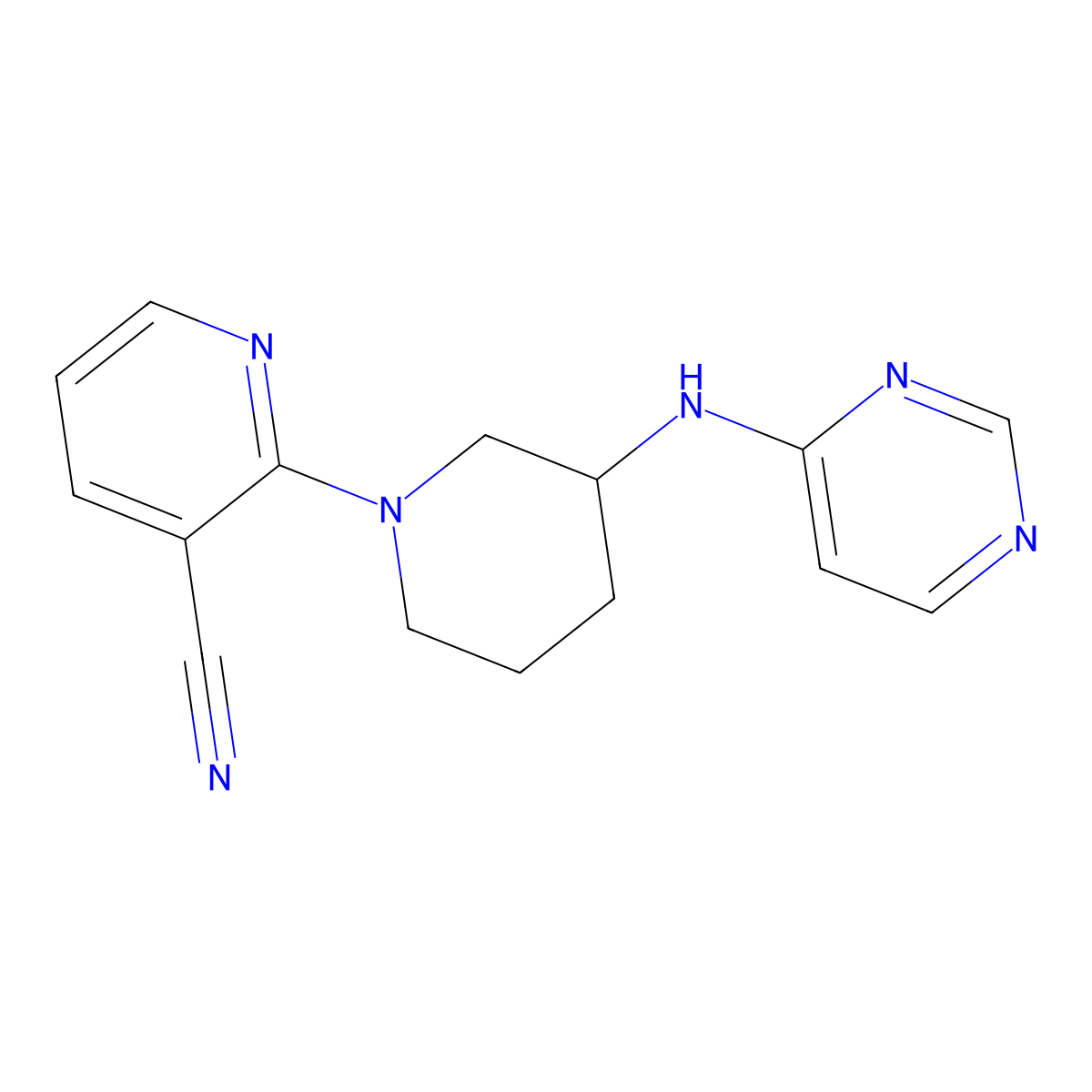 2-{3-[(Pyrimidin-4-yl)amino]piperidin-1-yl}pyridine-3-carbonitrile molecular structure, CAS 3030841-39-2
