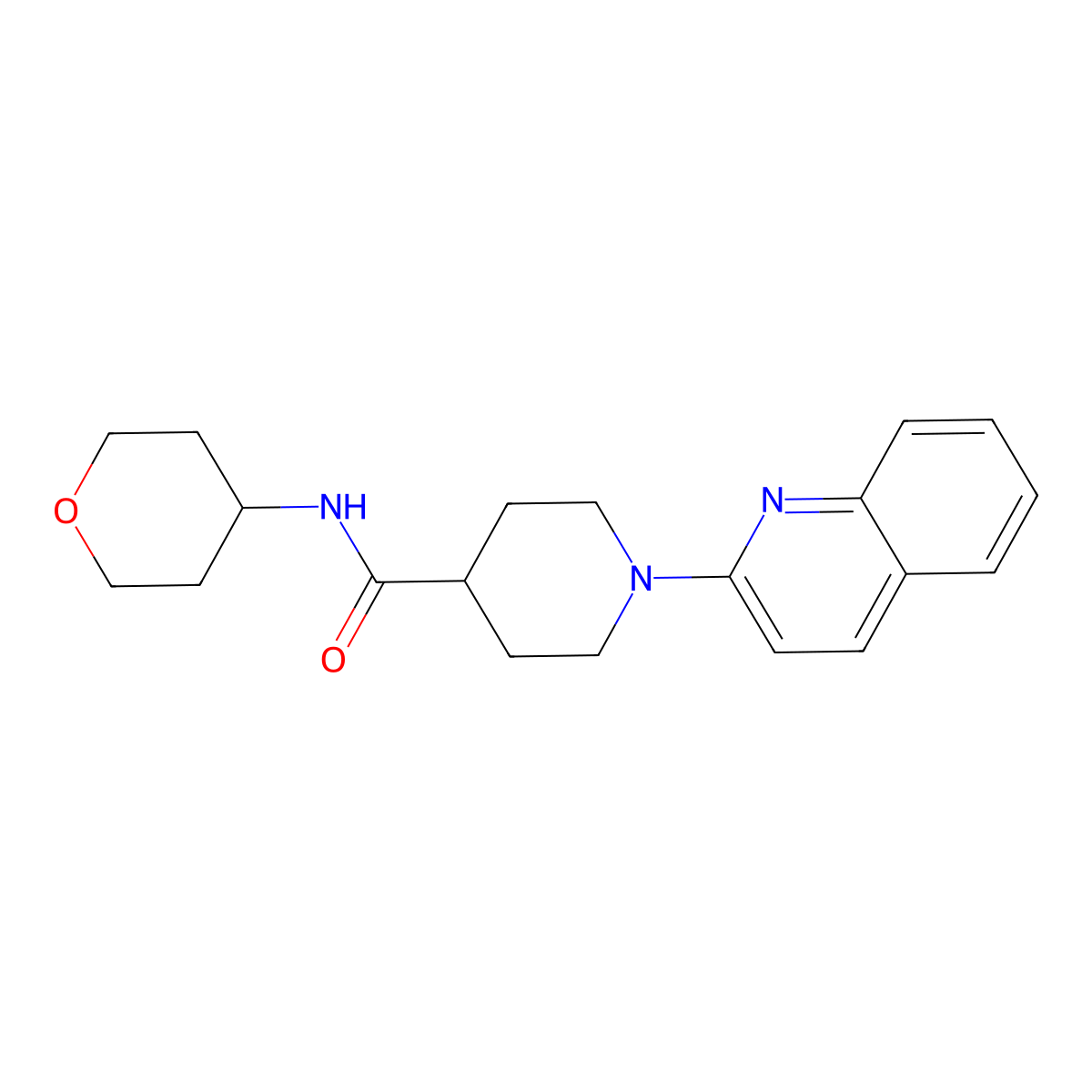 N-(oxan-4-yl)-1-(quinolin-2-yl)piperidine-4-carboxamide molecular structure, CAS 3030841-46-1