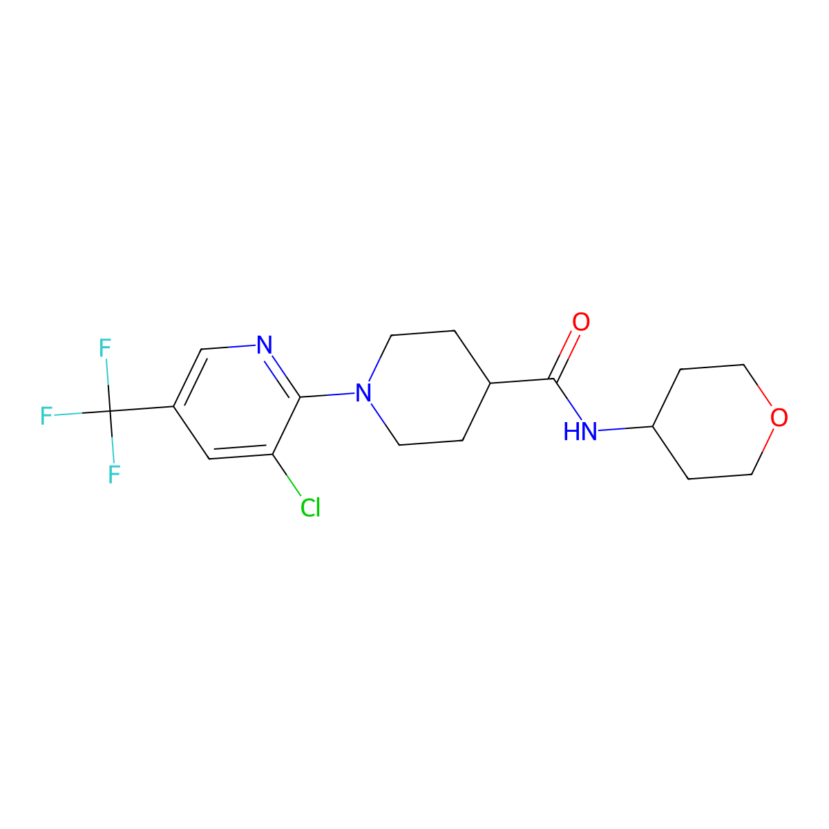 1-[3-chloro-5-(trifluoromethyl)pyridin-2-yl]-N-(oxan-4-yl)piperidine-4-carboxamide molecular structure, CAS 3030841-47-2