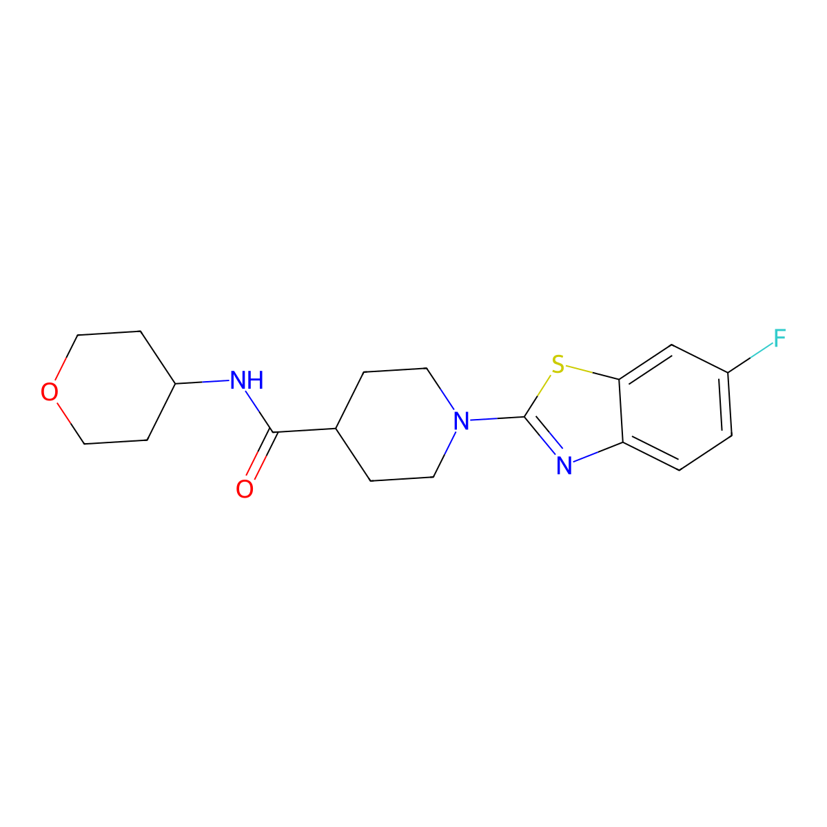 1-(6-fluoro-1,3-benzothiazol-2-yl)-N-(oxan-4-yl)piperidine-4-carboxamide molecular structure, CAS 3030841-50-7