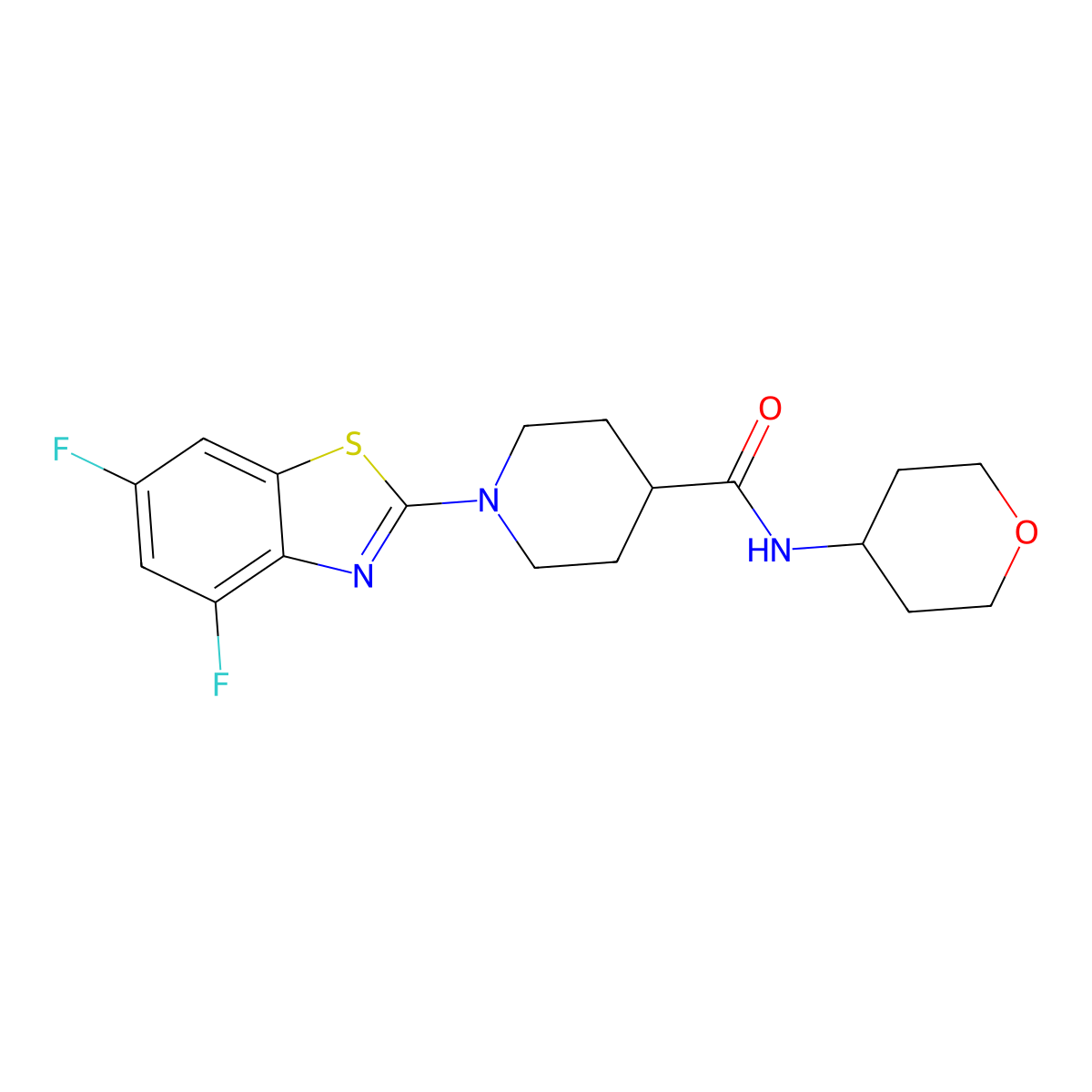 1-(4,6-difluoro-1,3-benzothiazol-2-yl)-N-(oxan-4-yl)piperidine-4-carboxamide molecular structure, CAS 3030841-51-8