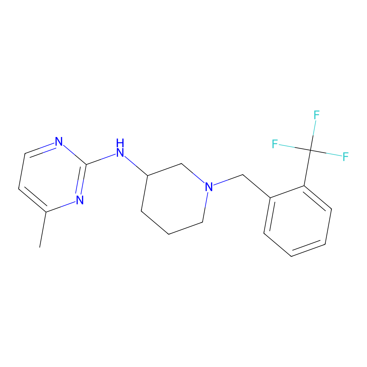4-methyl-N-(1-{[2-(trifluoromethyl)phenyl]methyl}piperidin-3-yl)pyrimidin-2-amine molecular structure, CAS 3030841-54-1