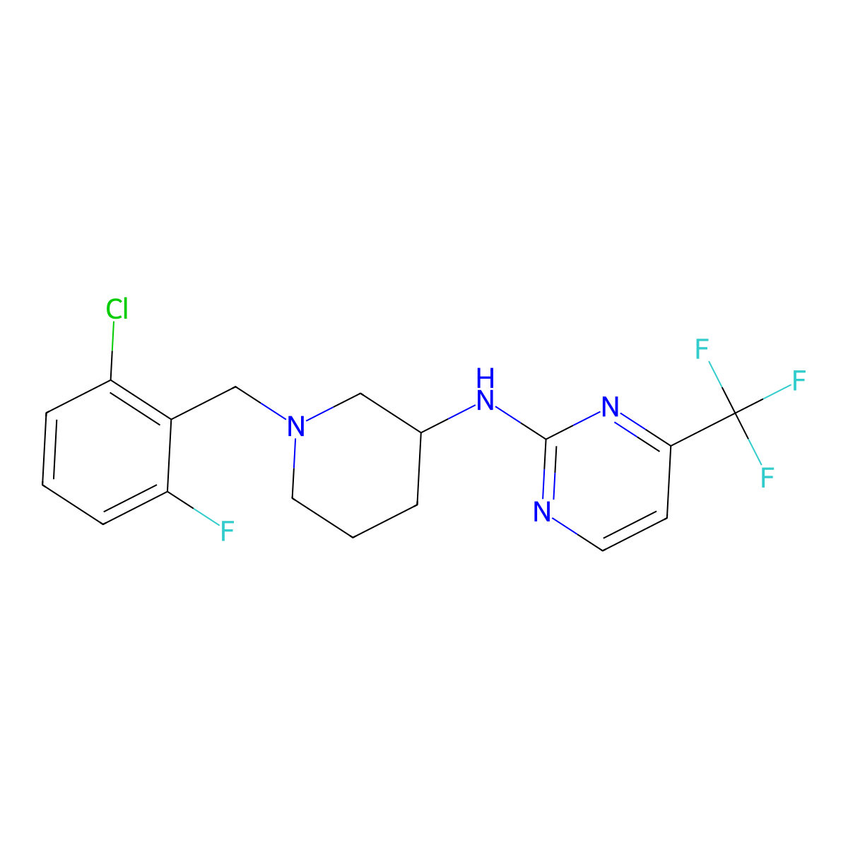 N-{1-[(2-chloro-6-fluorophenyl)methyl]piperidin-3-yl}-4-(trifluoromethyl)pyrimidin-2-amine molecular structure, CAS 3030841-55-2