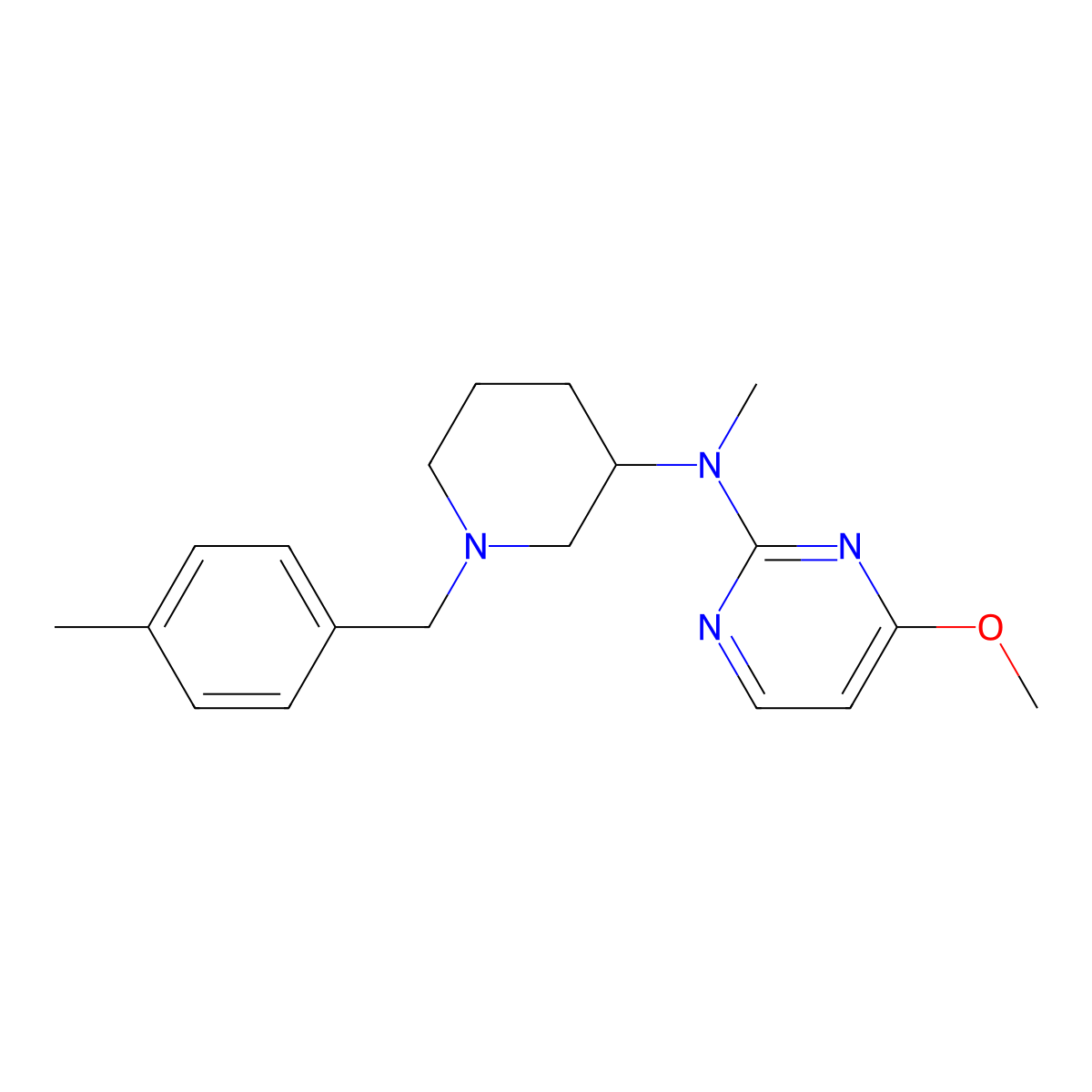 4-methoxy-N-methyl-N-{1-[(4-methylphenyl)methyl]piperidin-3-yl}pyrimidin-2-amine molecular structure, CAS 3030841-57-4